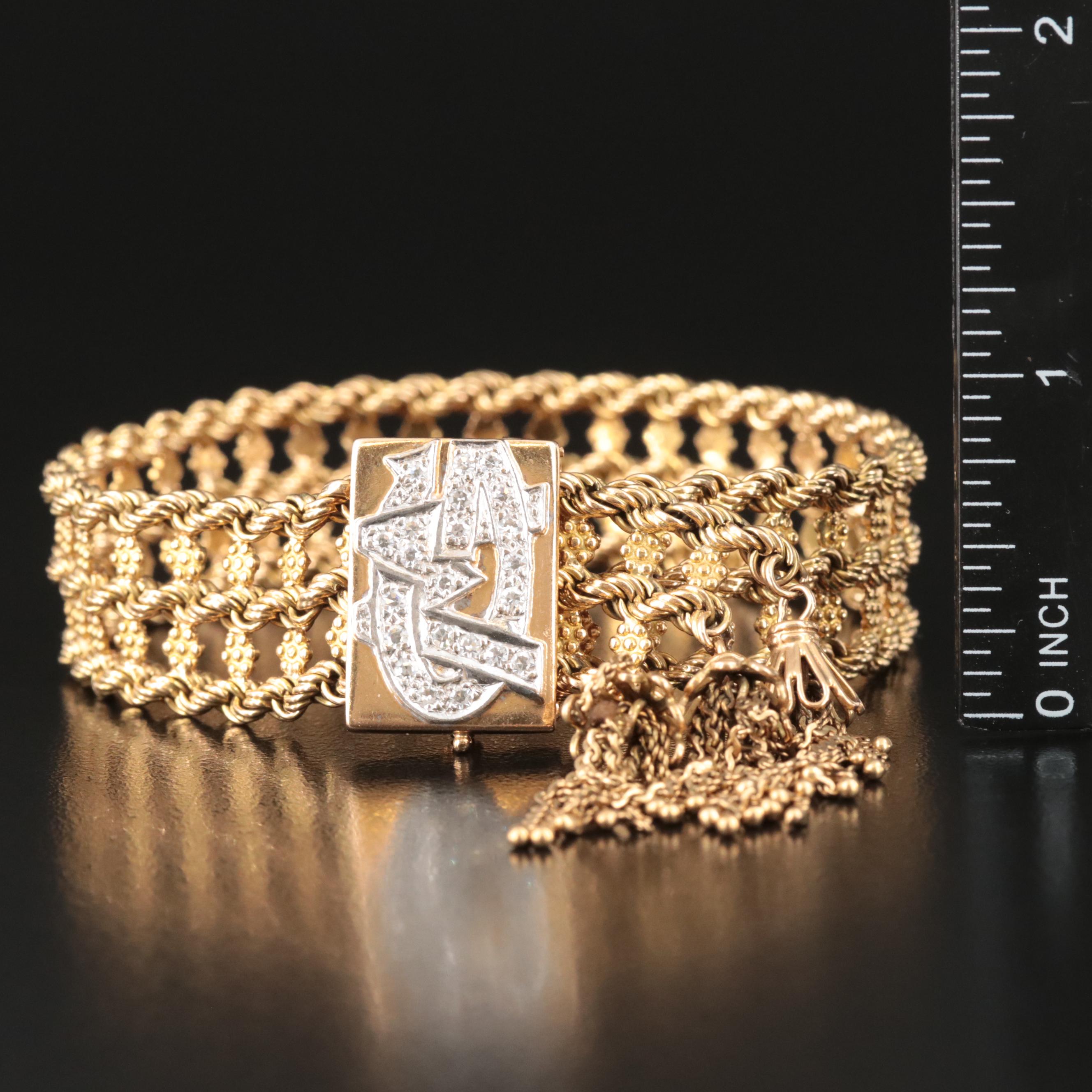 Vintage 18K 0.44 CTW Diamond Jarretièr Bracelet