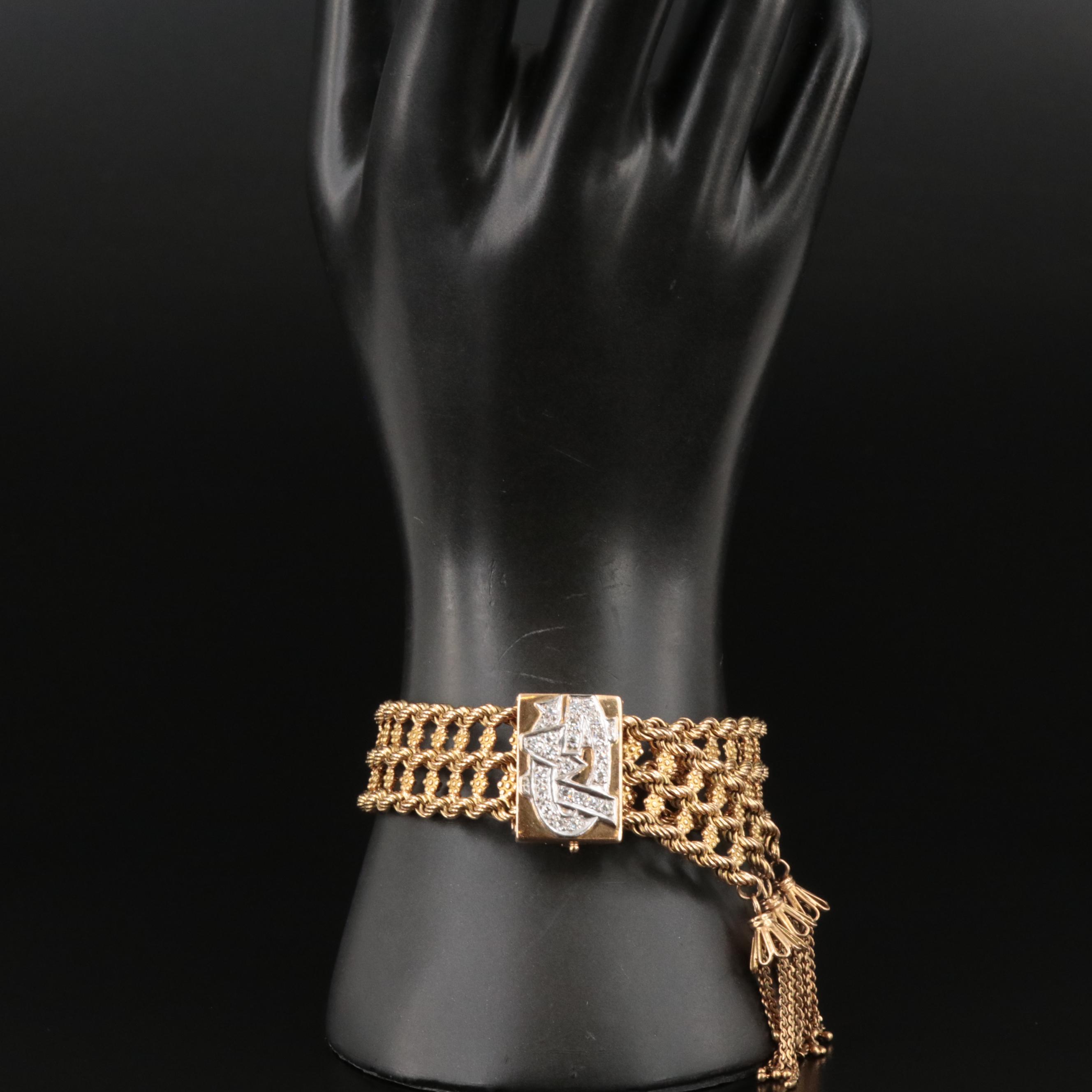 Vintage 18K 0.44 CTW Diamond Jarretièr Bracelet