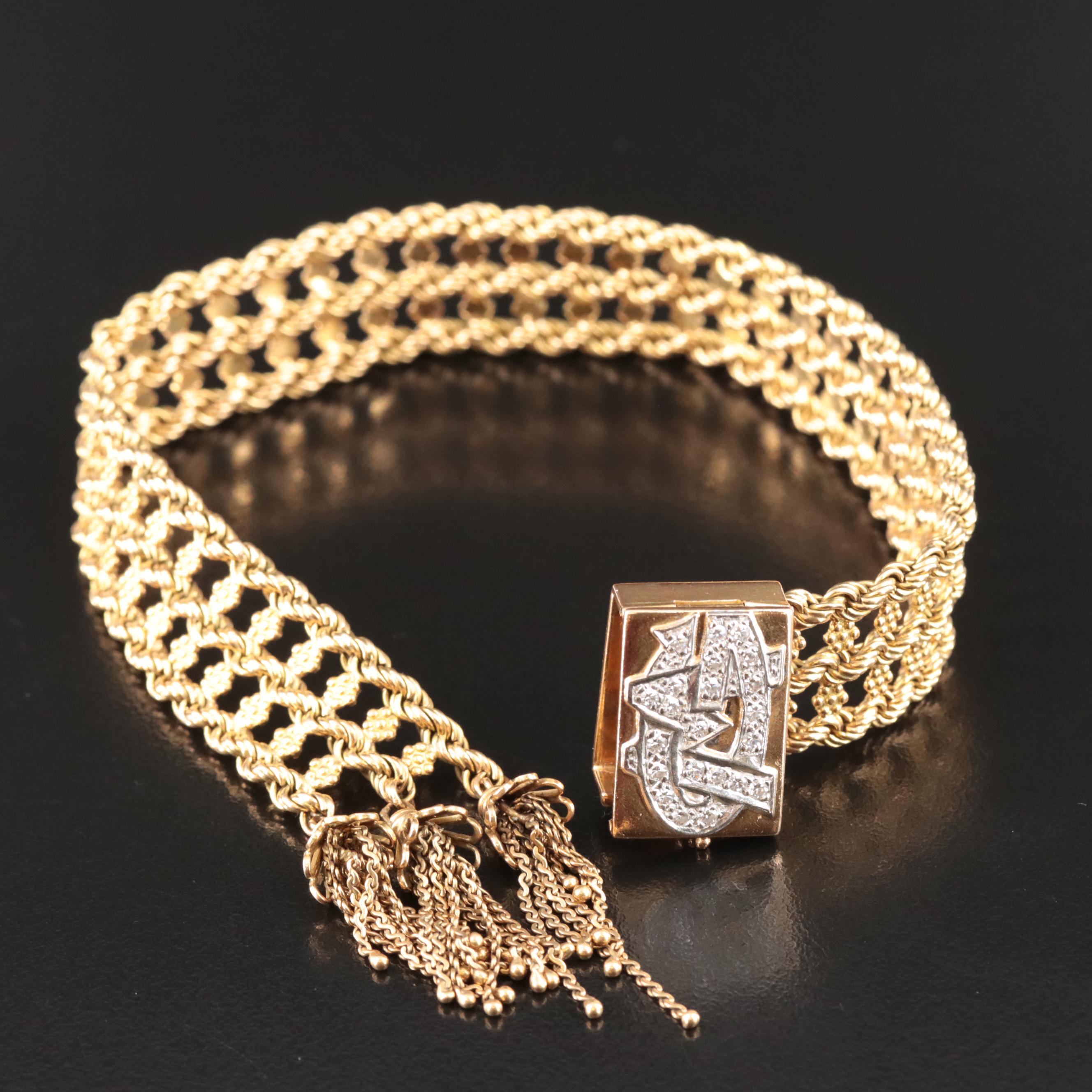 Vintage 18K 0.44 CTW Diamond Jarretièr Bracelet