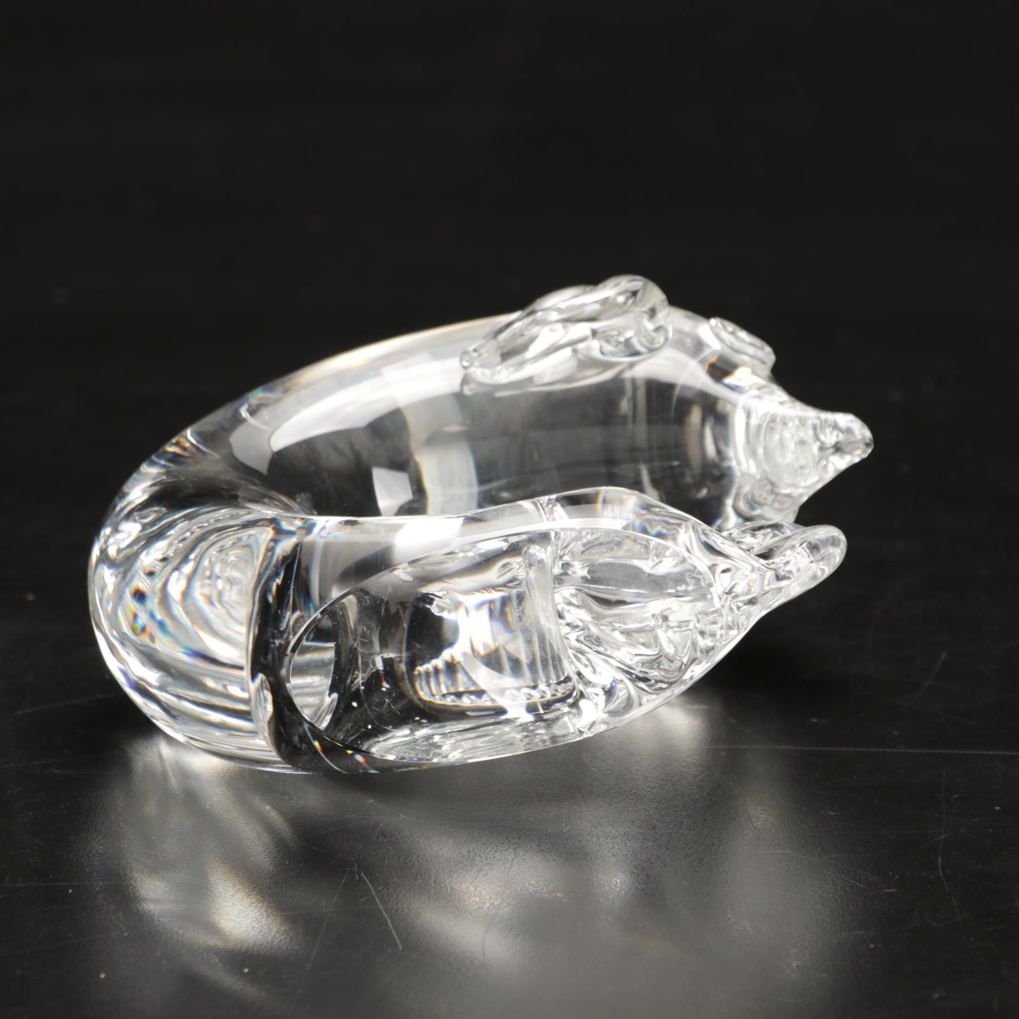 Steuben Art Glass "Dolphin" Figurine Designed by George Thompson, Mid-2oth C.