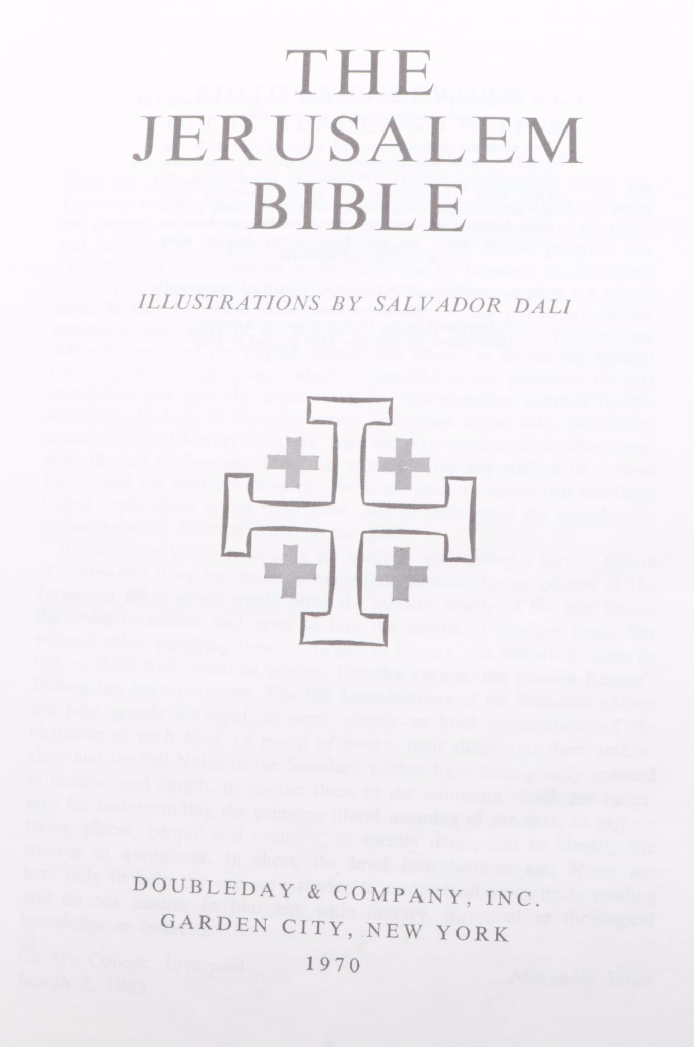 Salvador Dalí Illustrated Jerusalem Bible Edited by Alexander Jones, 1970