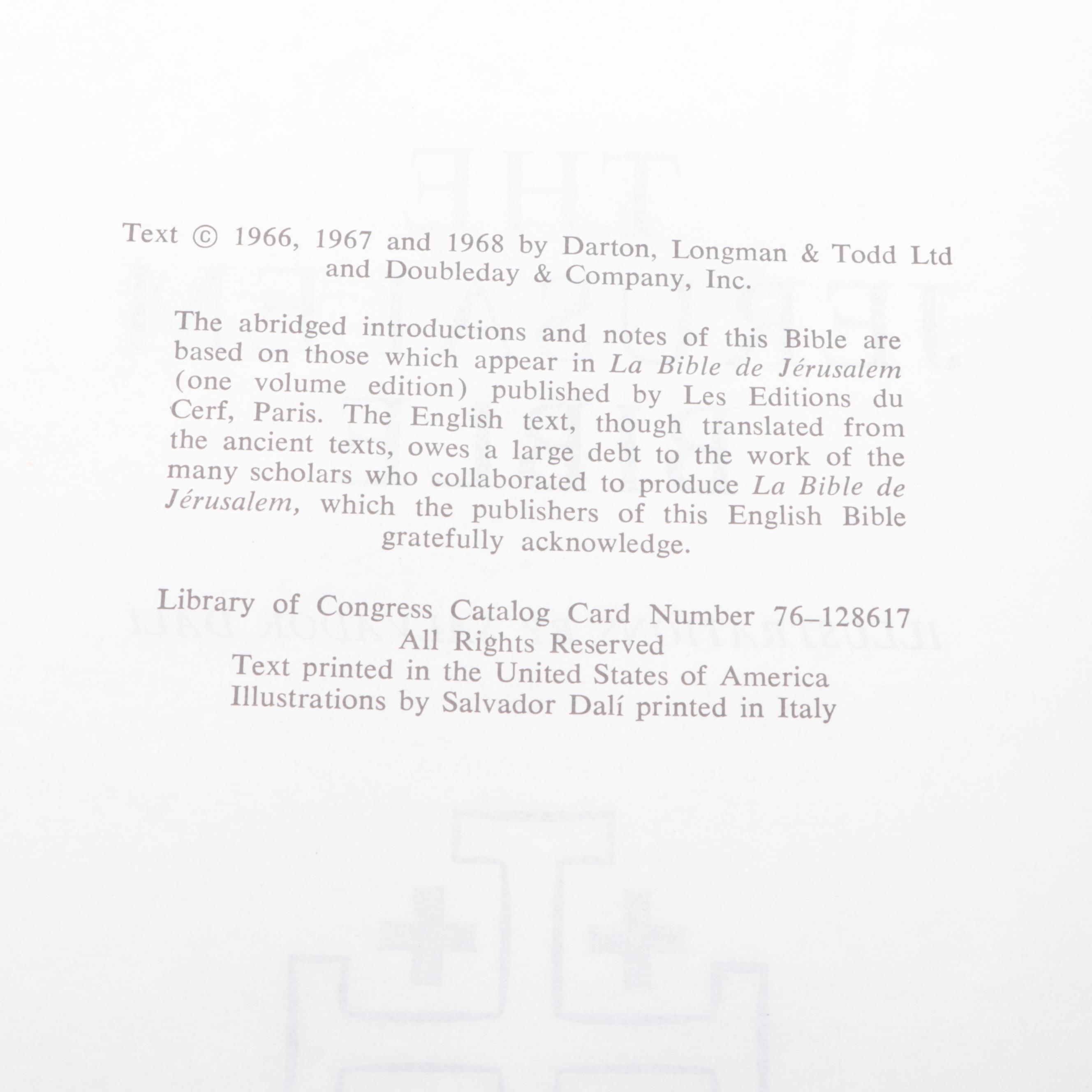 Salvador Dalí Illustrated Jerusalem Bible Edited by Alexander Jones, 1970