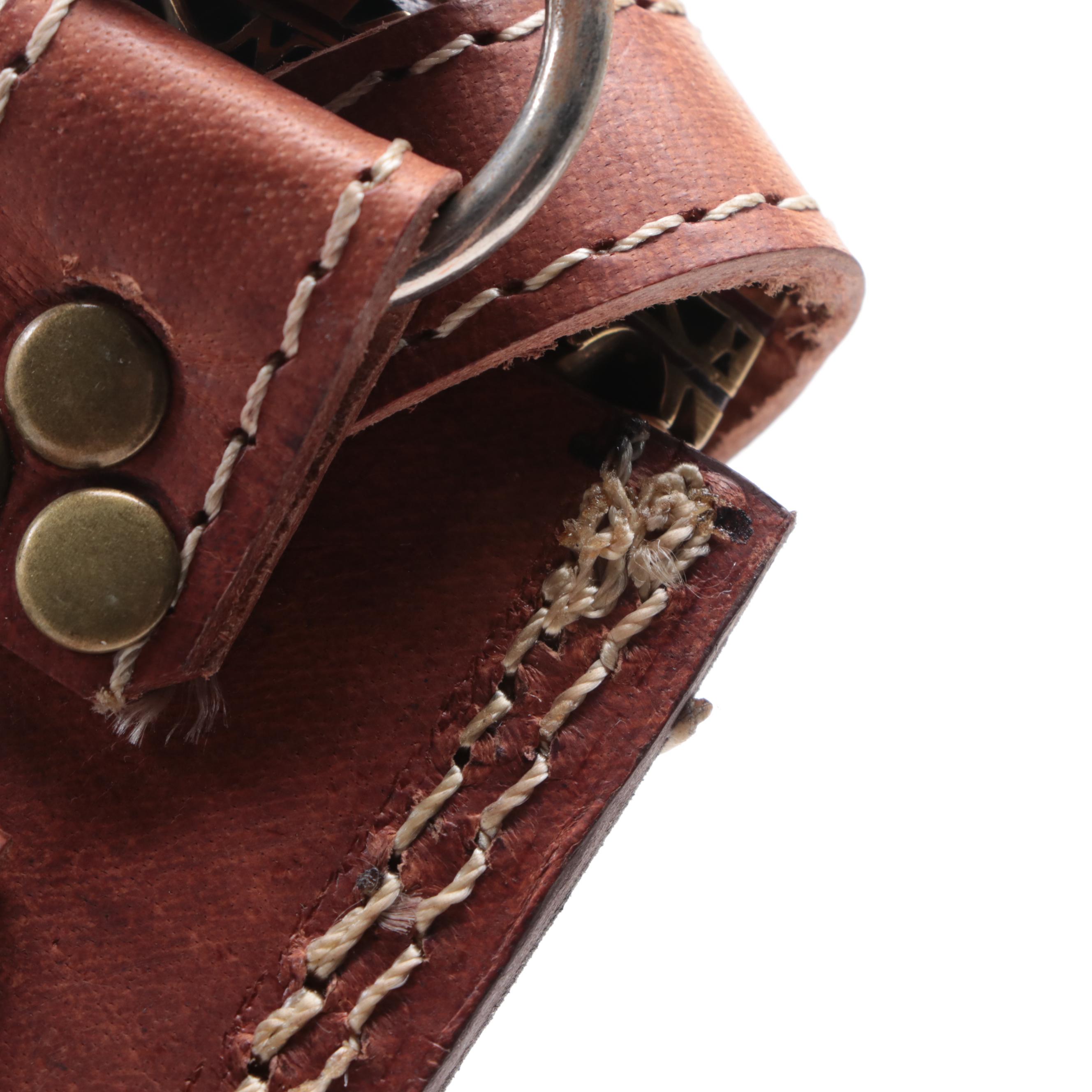 Olive Wood Handled Damascus Blade Dagger With Leather Belt Sheath