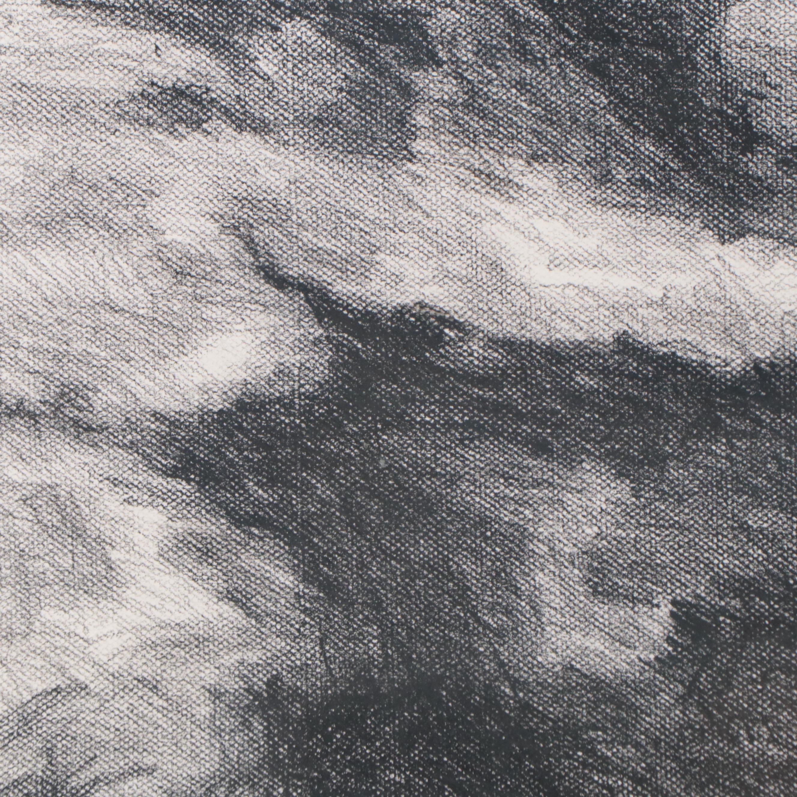 Abstracted Atmospheric Landscape  Charcoal Drawing