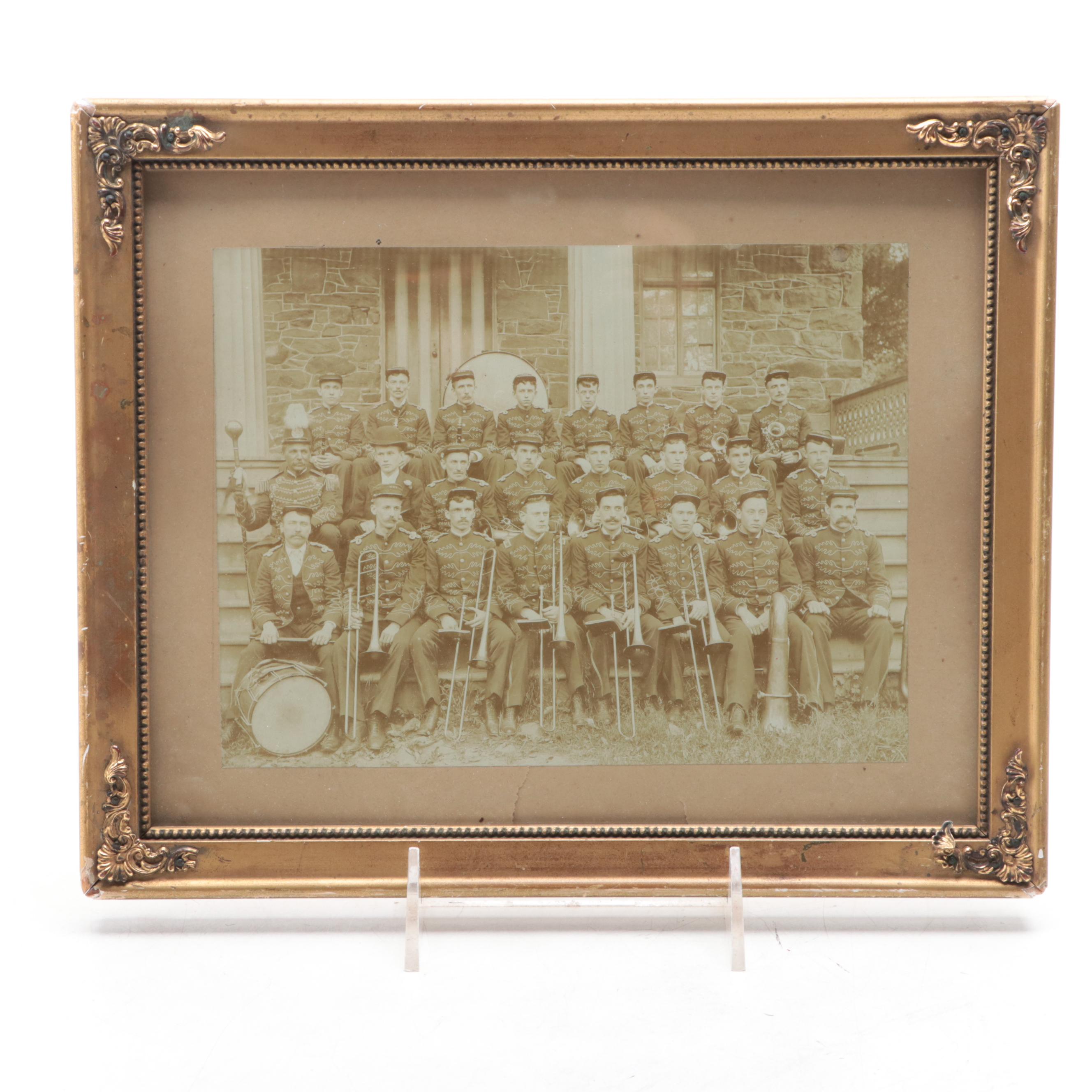 Platinum Print of Marching Band, Early 20th Century
