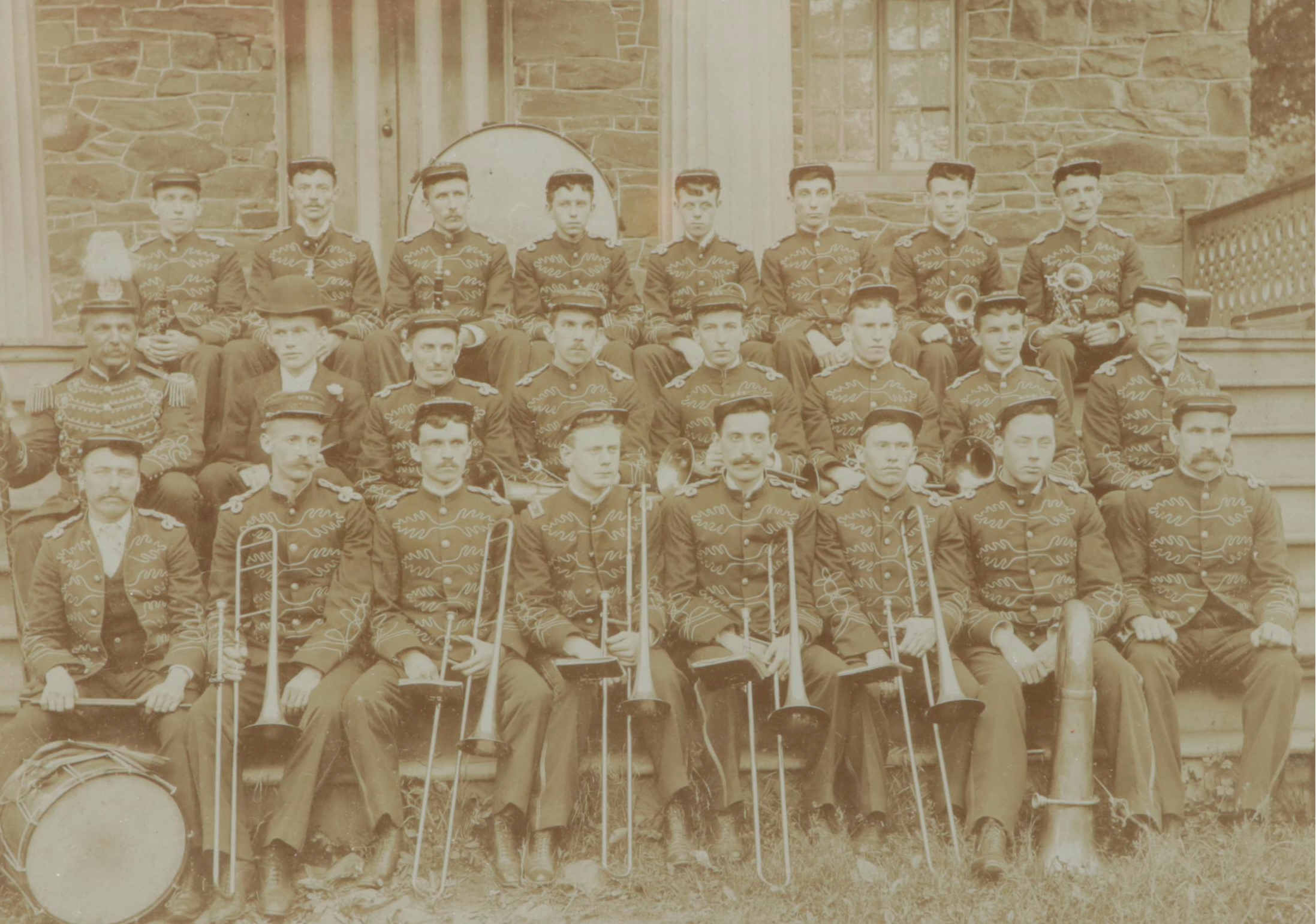 Platinum Print of Marching Band, Early 20th Century