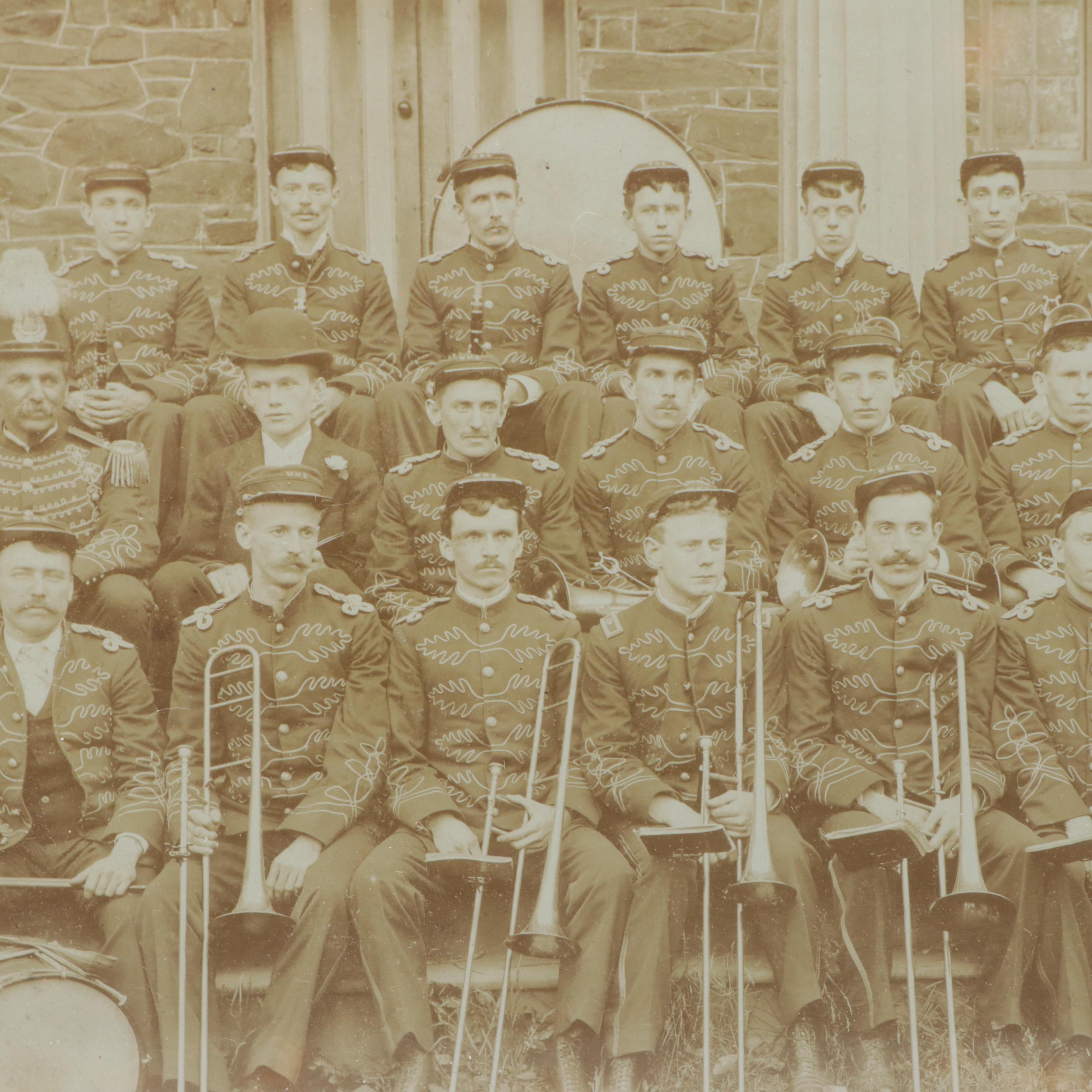 Platinum Print of Marching Band, Early 20th Century