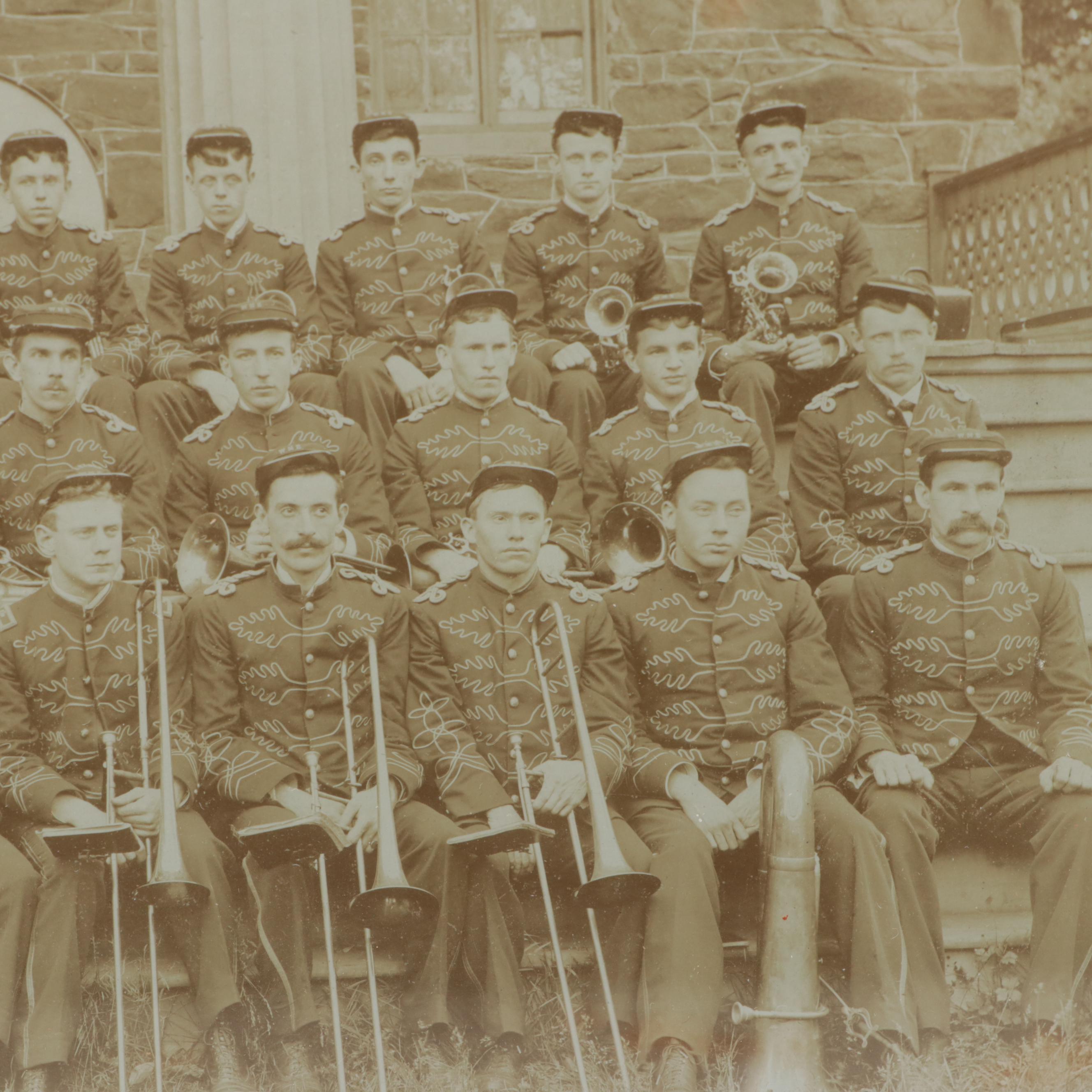 Platinum Print of Marching Band, Early 20th Century