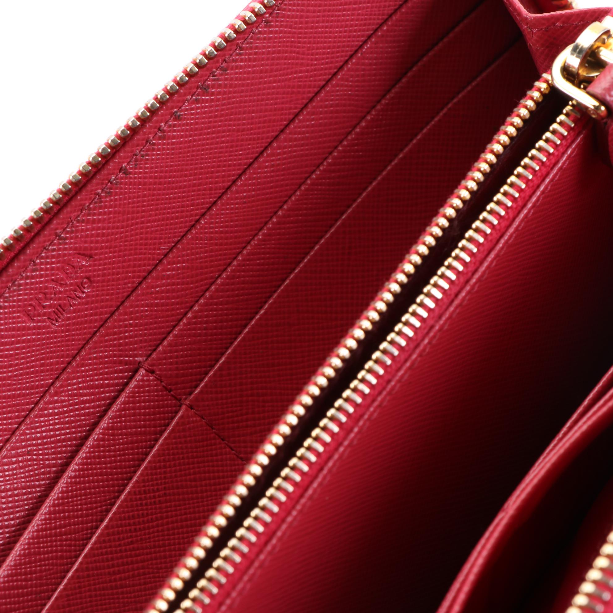 Prada Bow Wallet in Pink Saffiano Leather