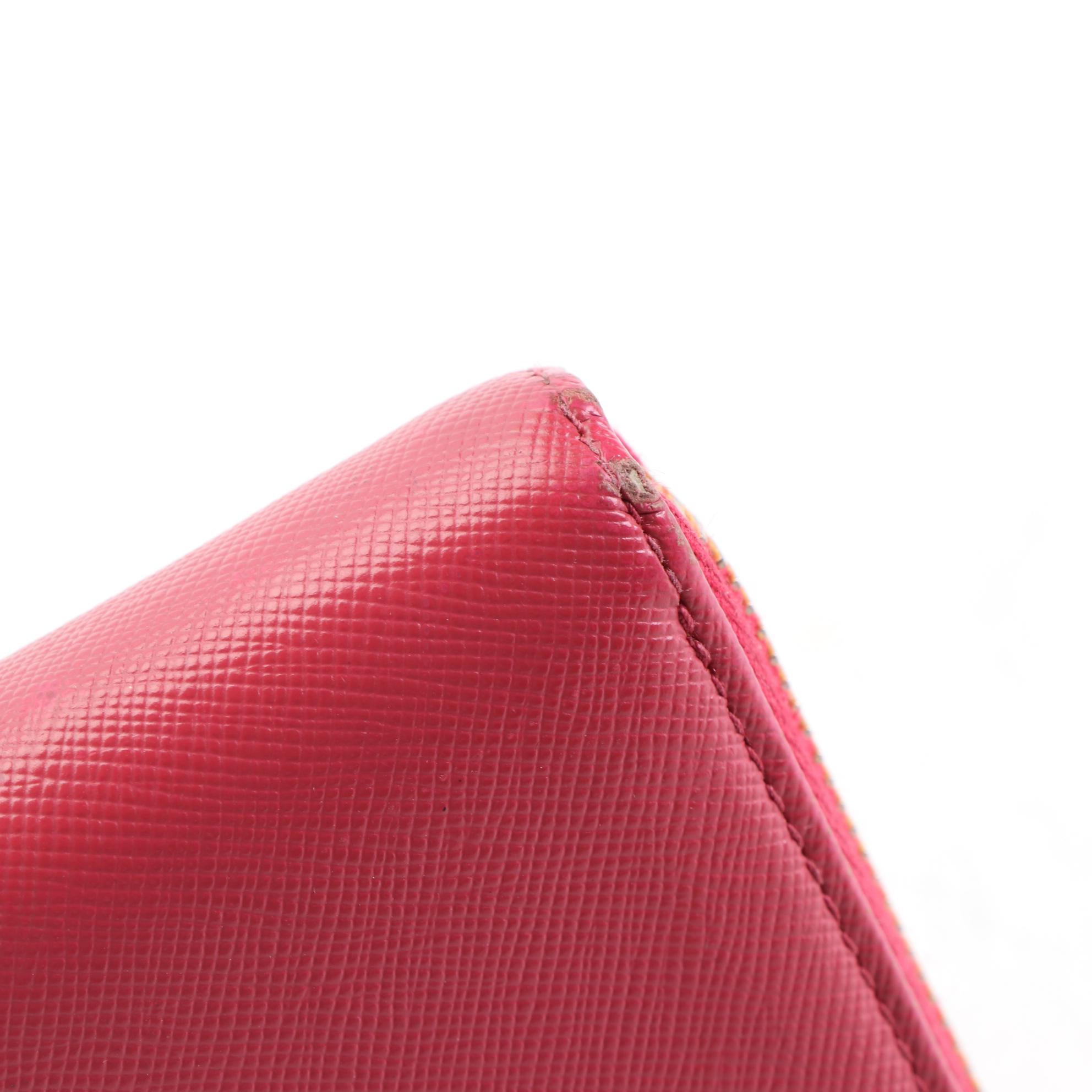 Prada Bow Wallet in Pink Saffiano Leather