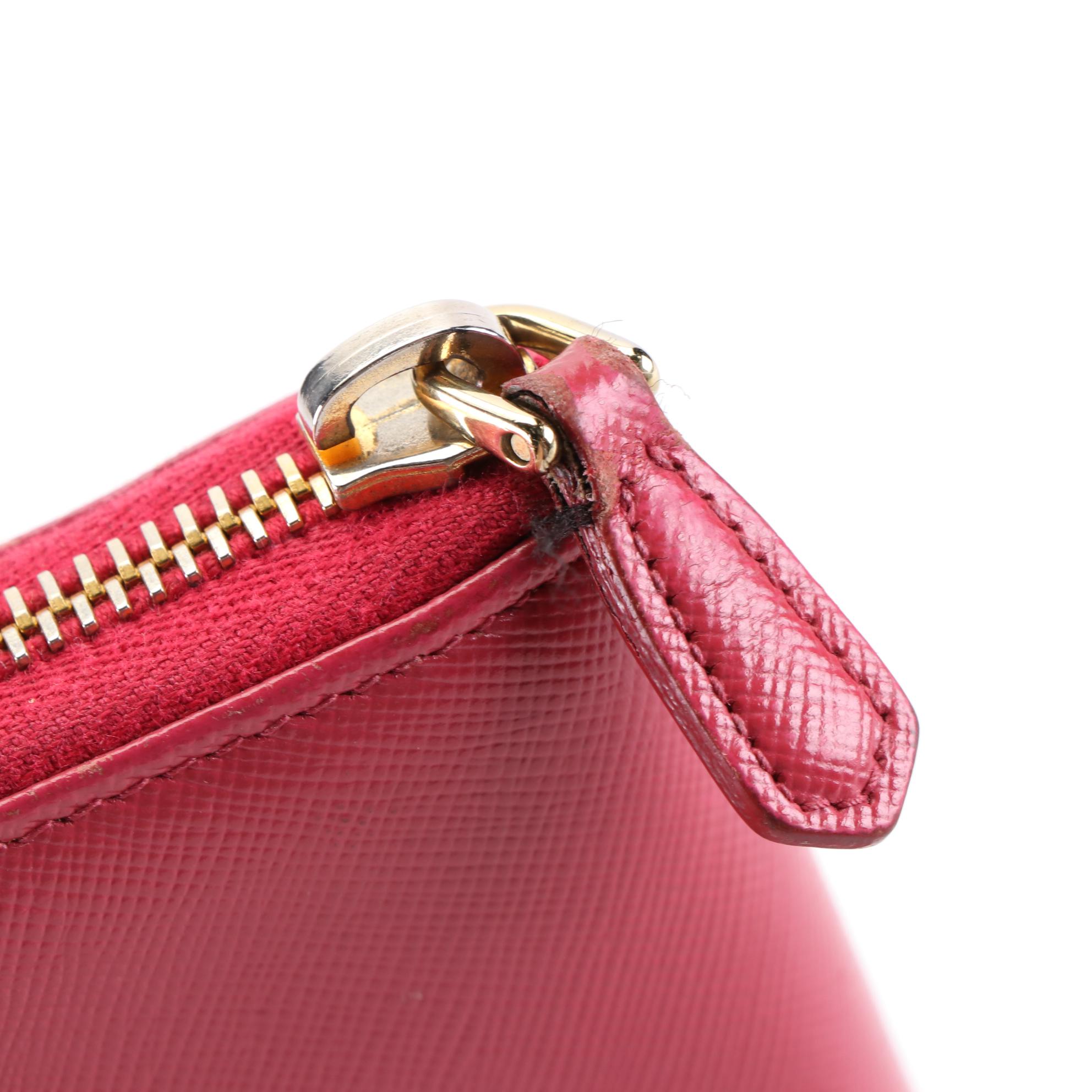 Prada Bow Wallet in Pink Saffiano Leather