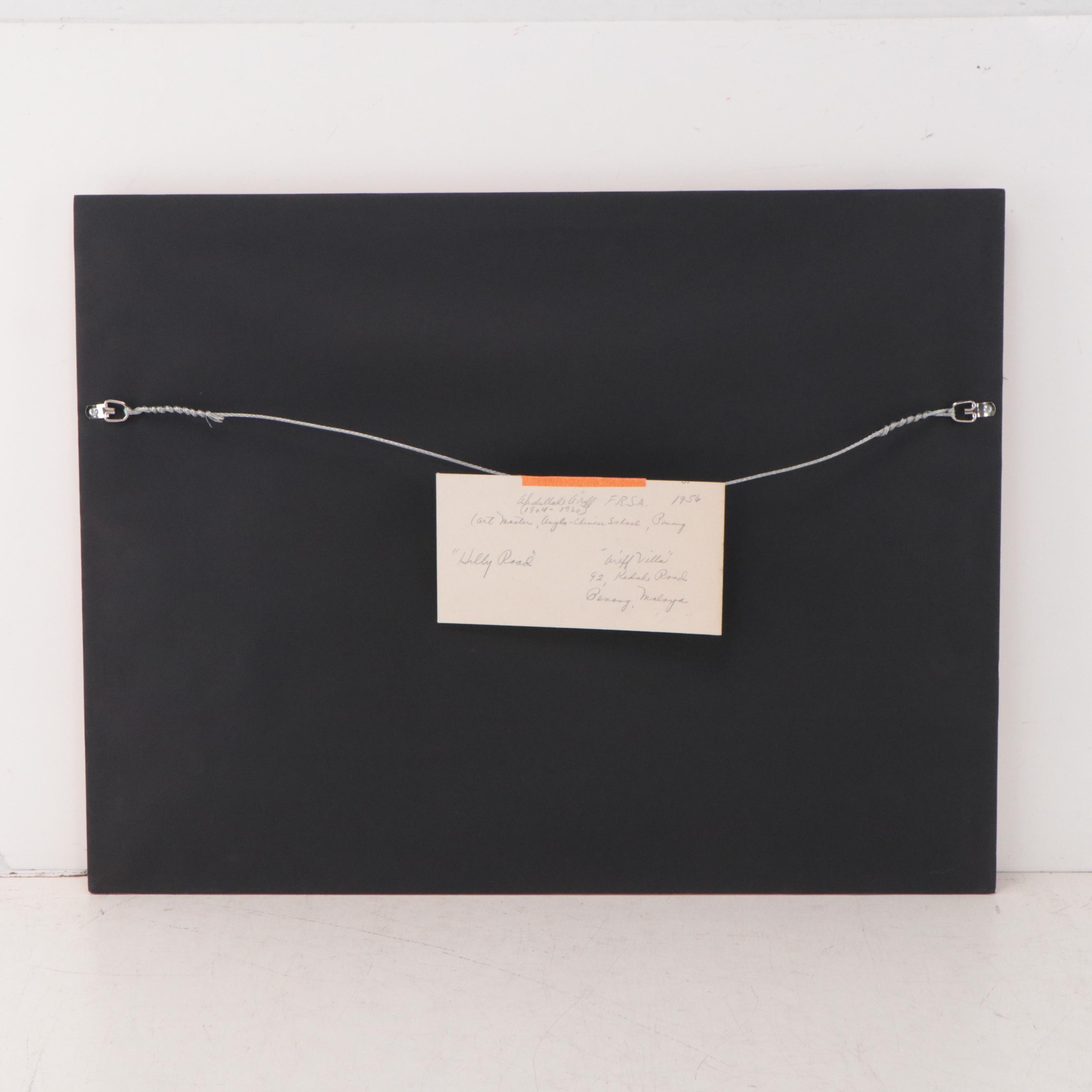 Abdullah Ariff Landscape Watercolor Painting "Hilly Road," 1956