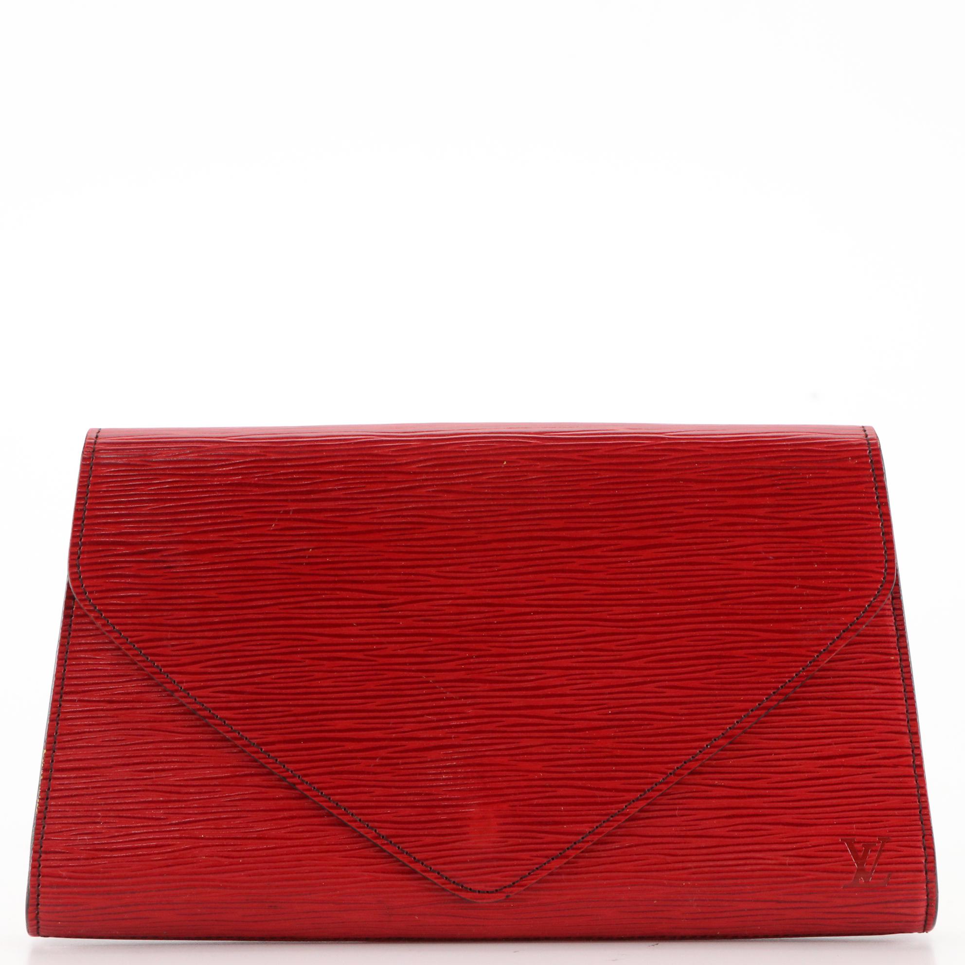 Louis Vuitton Art Deco Envelope Clutch in Castilian Red Epi and Smooth Leather