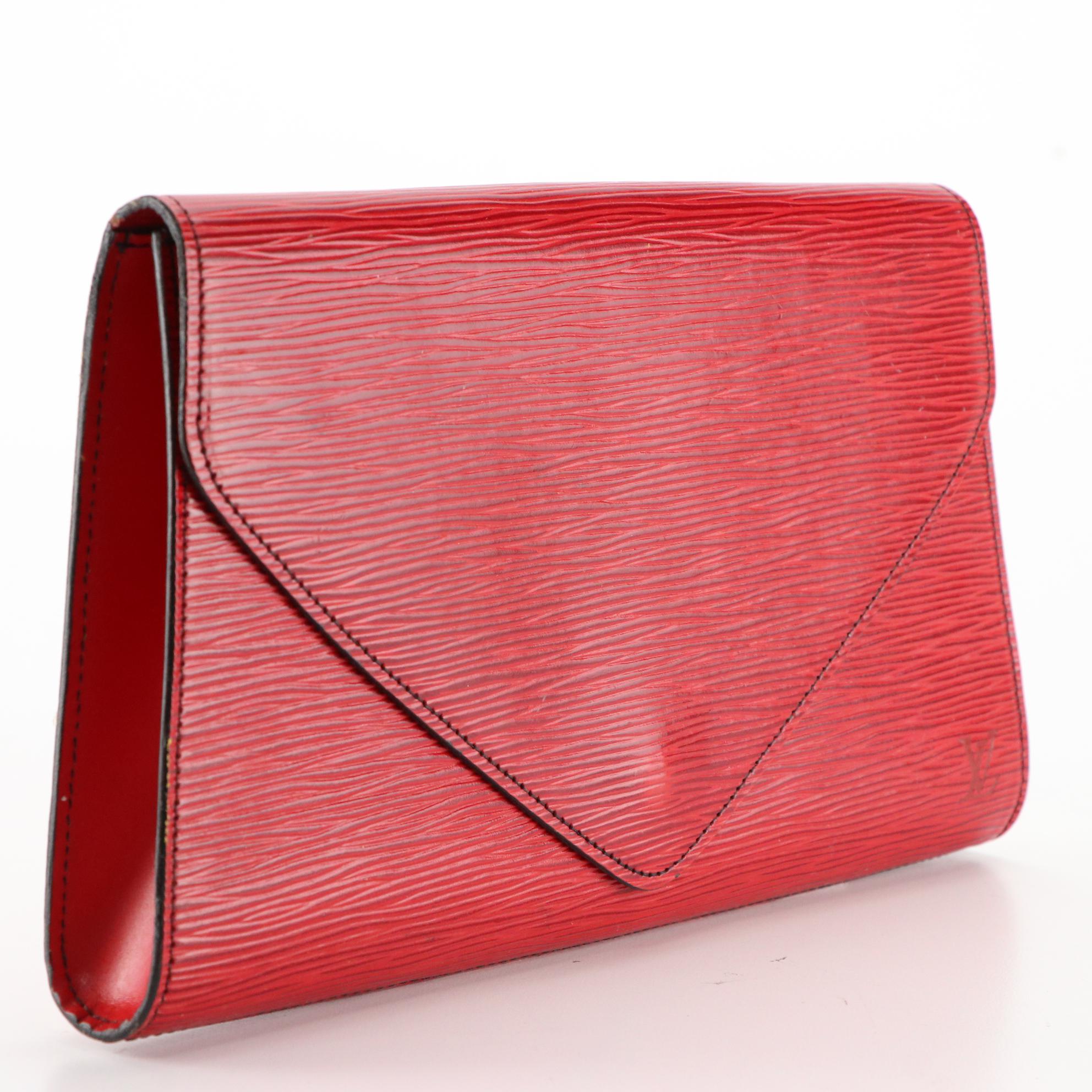 Louis Vuitton Art Deco Envelope Clutch in Castilian Red Epi and Smooth Leather