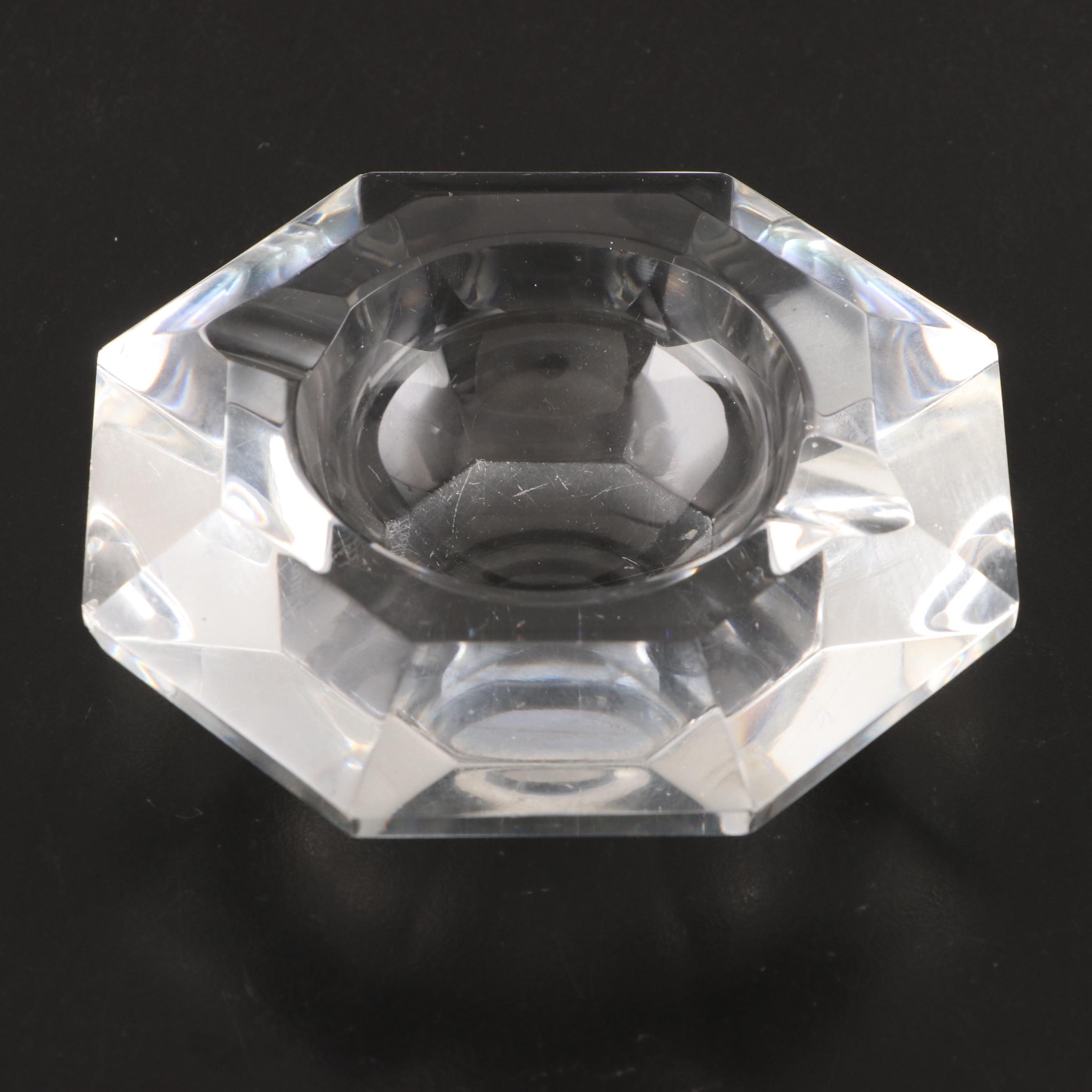 Lalique Pin Dish and Figurine with Val St. Lambert Crystal Ashtray