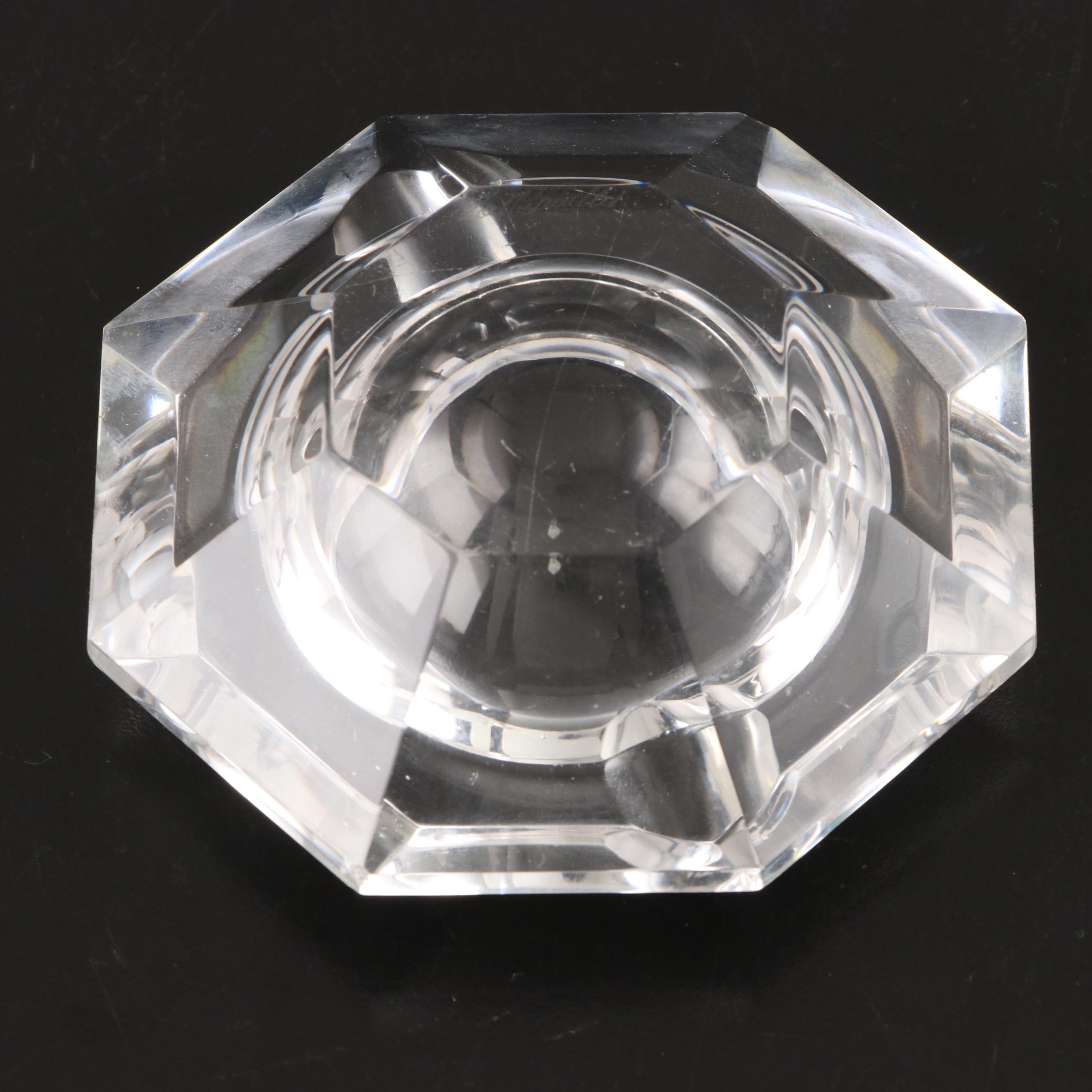 Lalique Pin Dish and Figurine with Val St. Lambert Crystal Ashtray