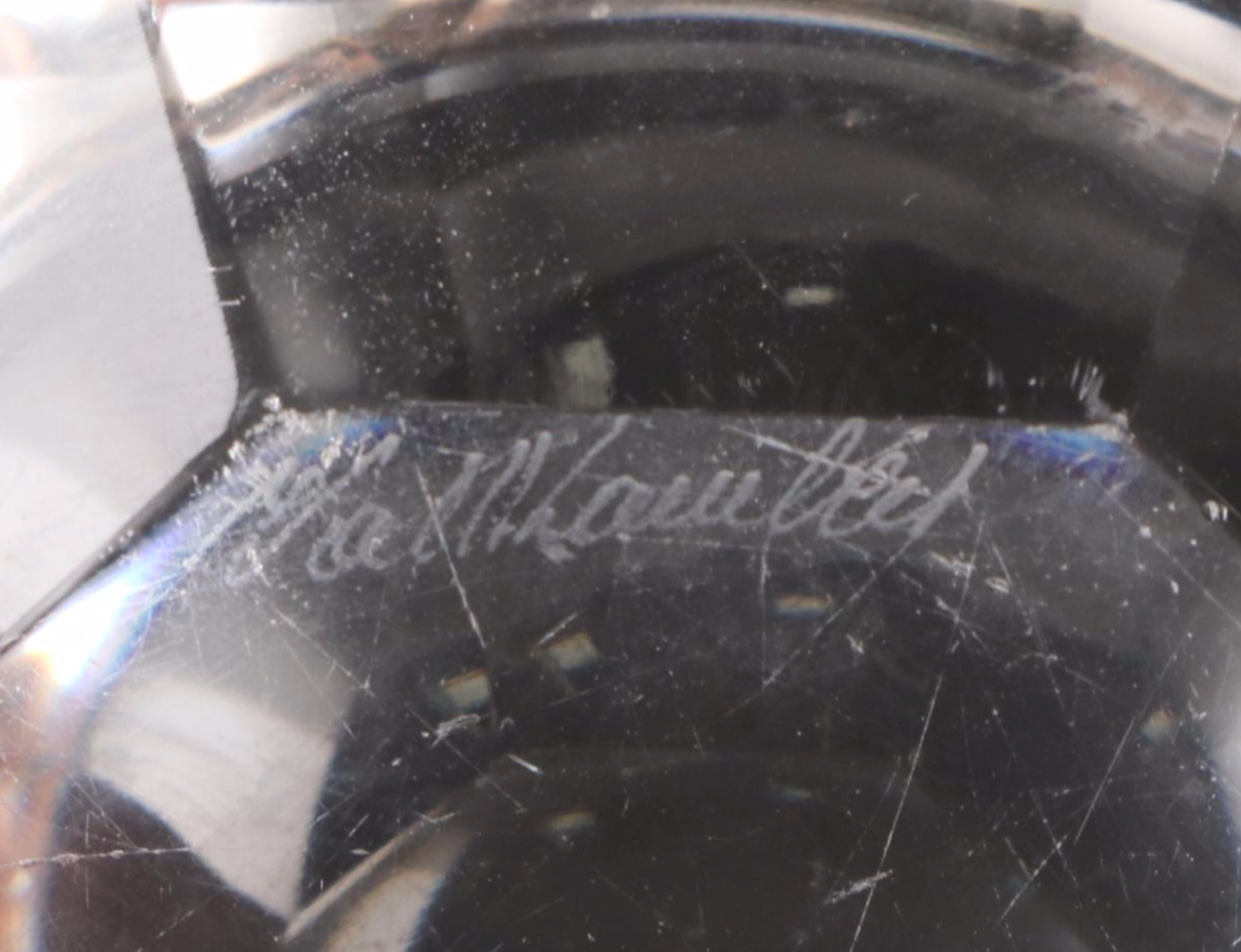 Lalique Pin Dish and Figurine with Val St. Lambert Crystal Ashtray