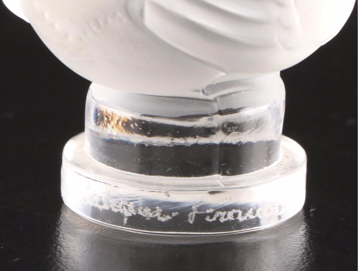 Lalique Pin Dish and Figurine with Val St. Lambert Crystal Ashtray