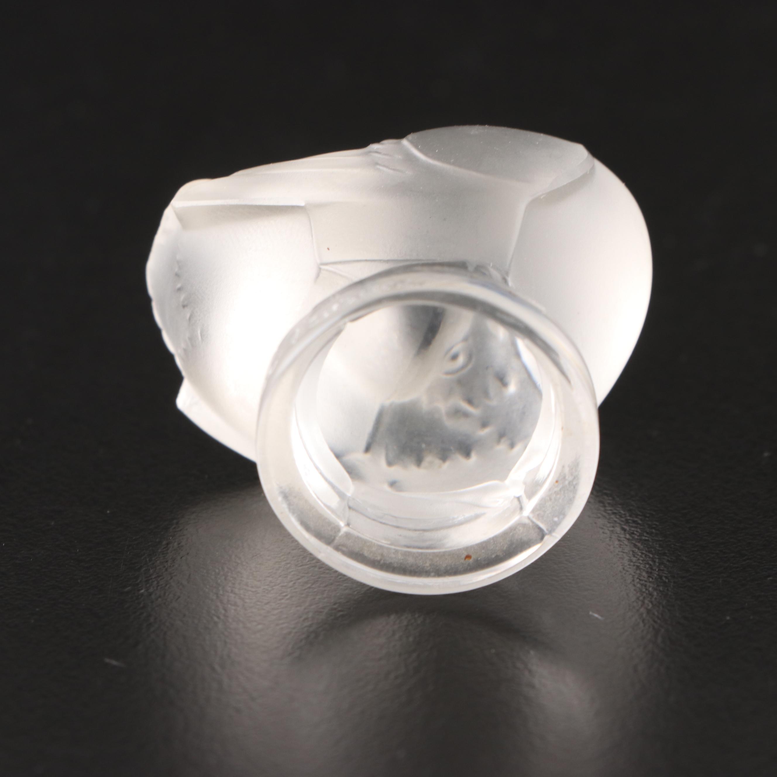 Lalique Pin Dish and Figurine with Val St. Lambert Crystal Ashtray