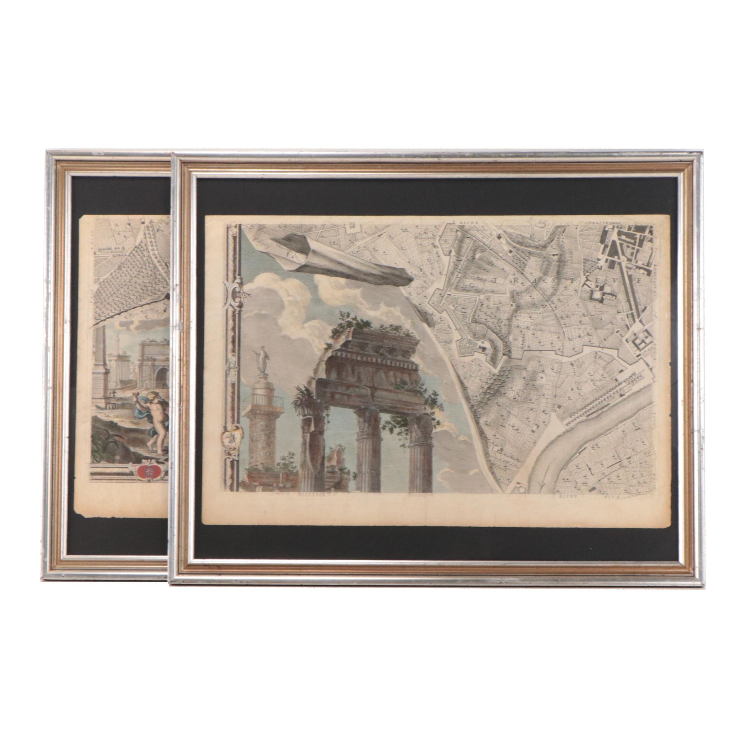 Giambattista Nolli Engravings from Wall Map of Rome, 1748