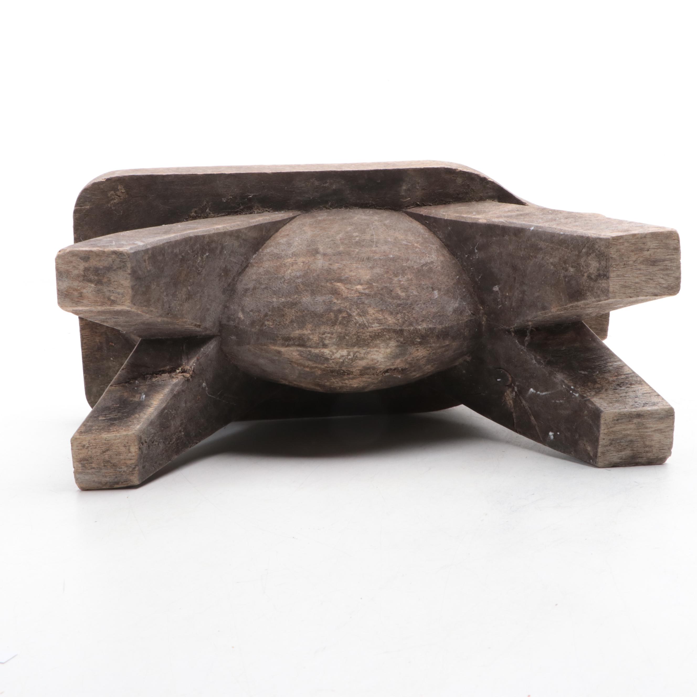 Primitive Wooden Herb Roller Mill Grinder