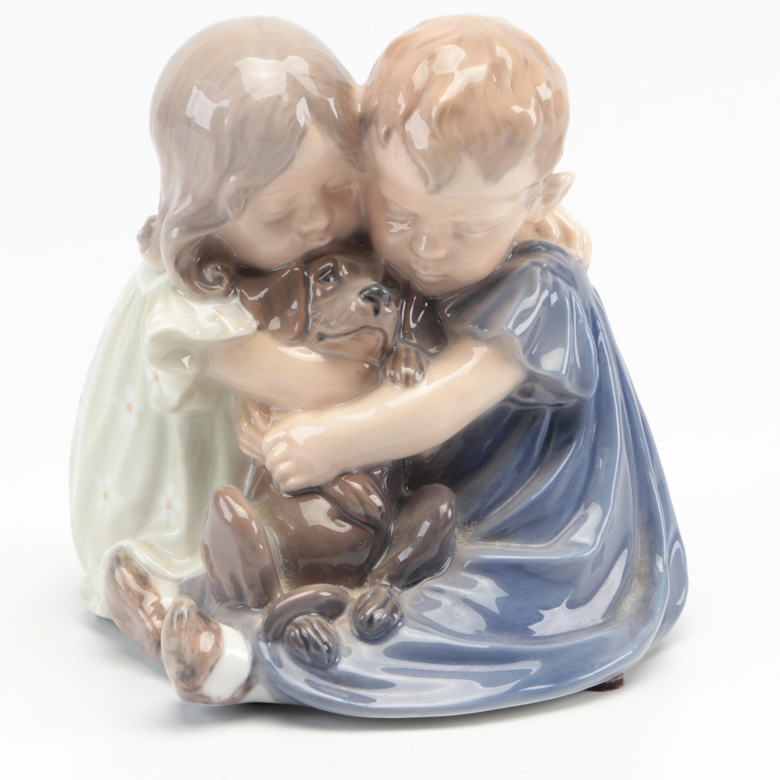 Royal Copenhagen "Children with Dog" Porcelain Figurine, 1969-1973