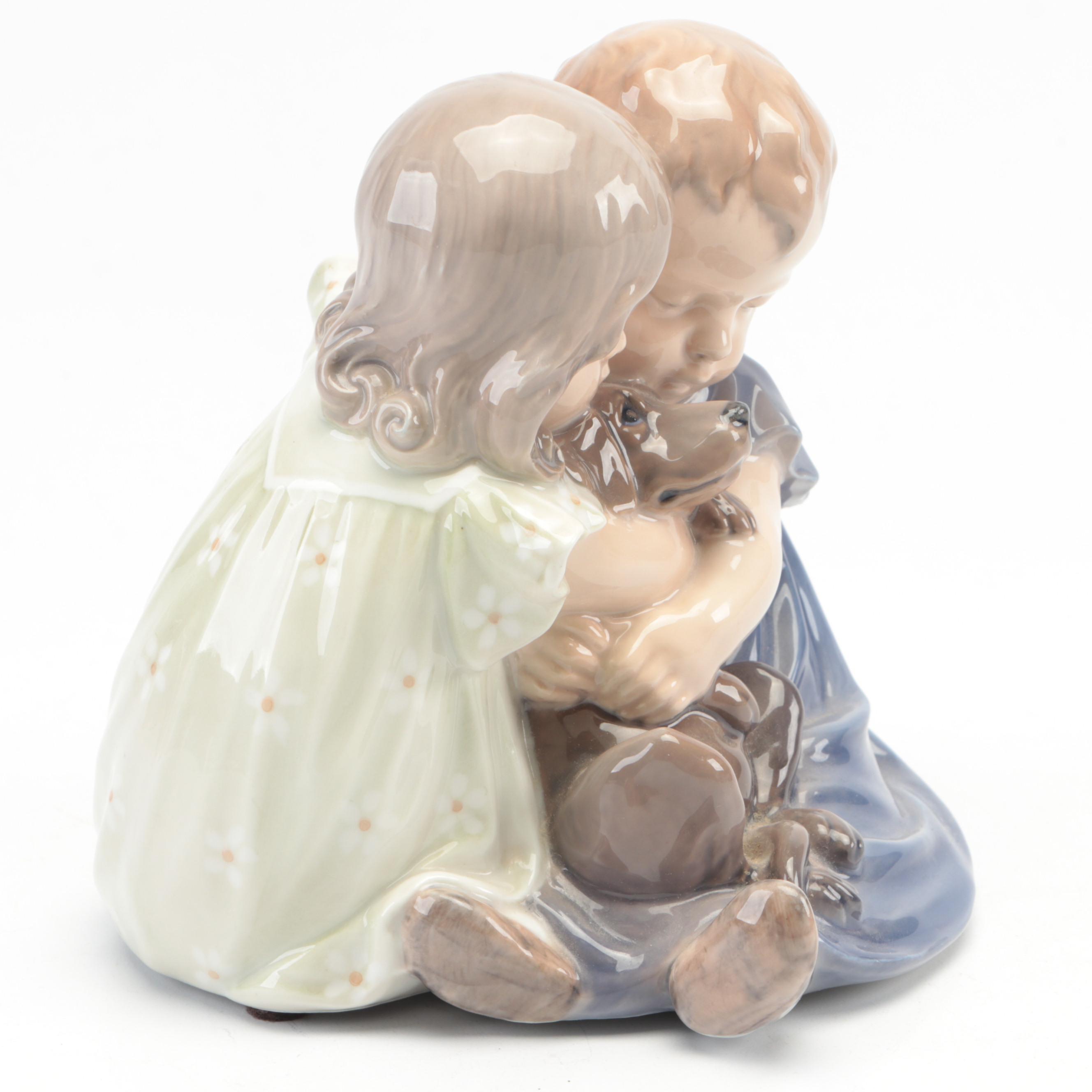 Royal Copenhagen "Children with Dog" Porcelain Figurine, 1969-1973