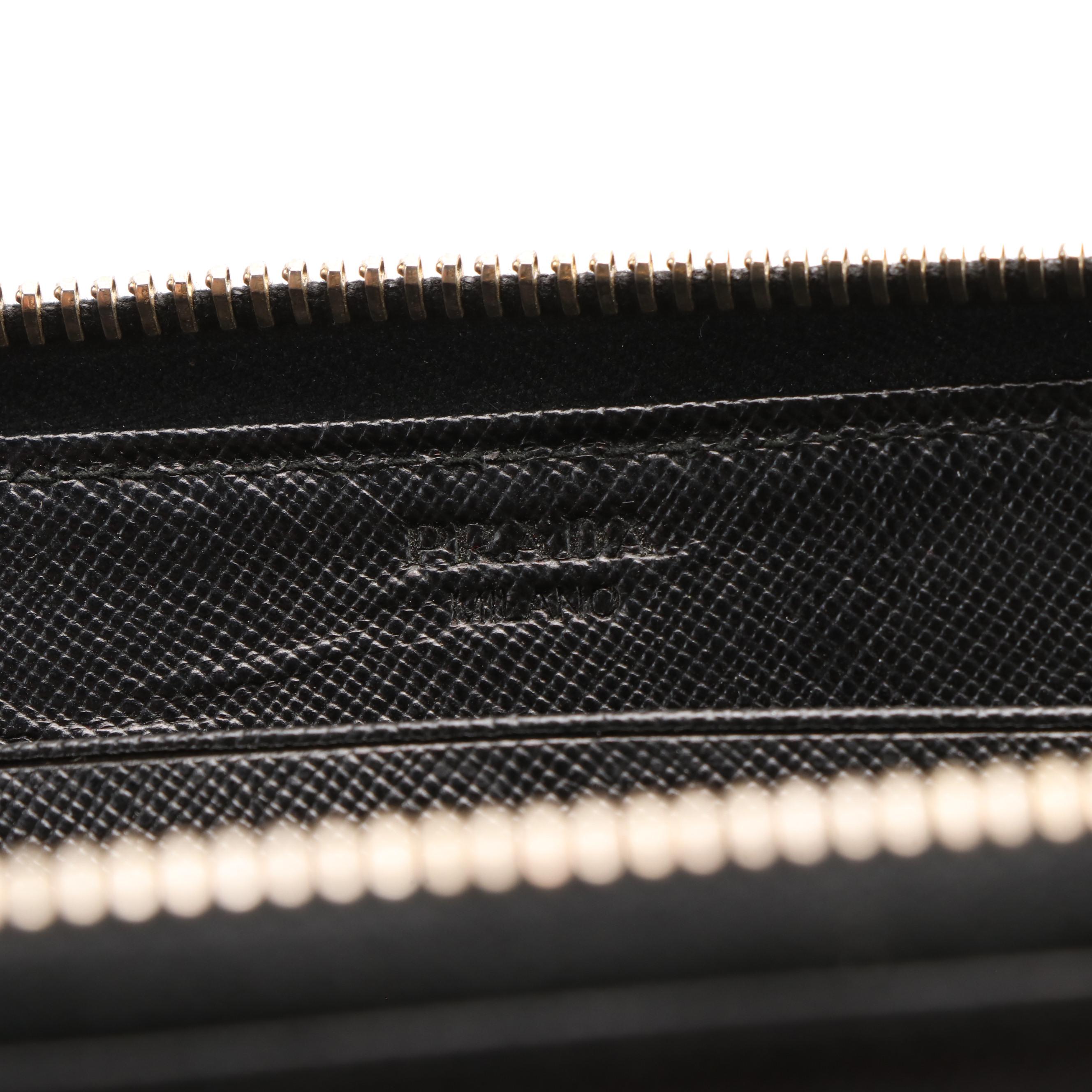 Prada Saffiano Lux Leather Bow Zip Around Wallet