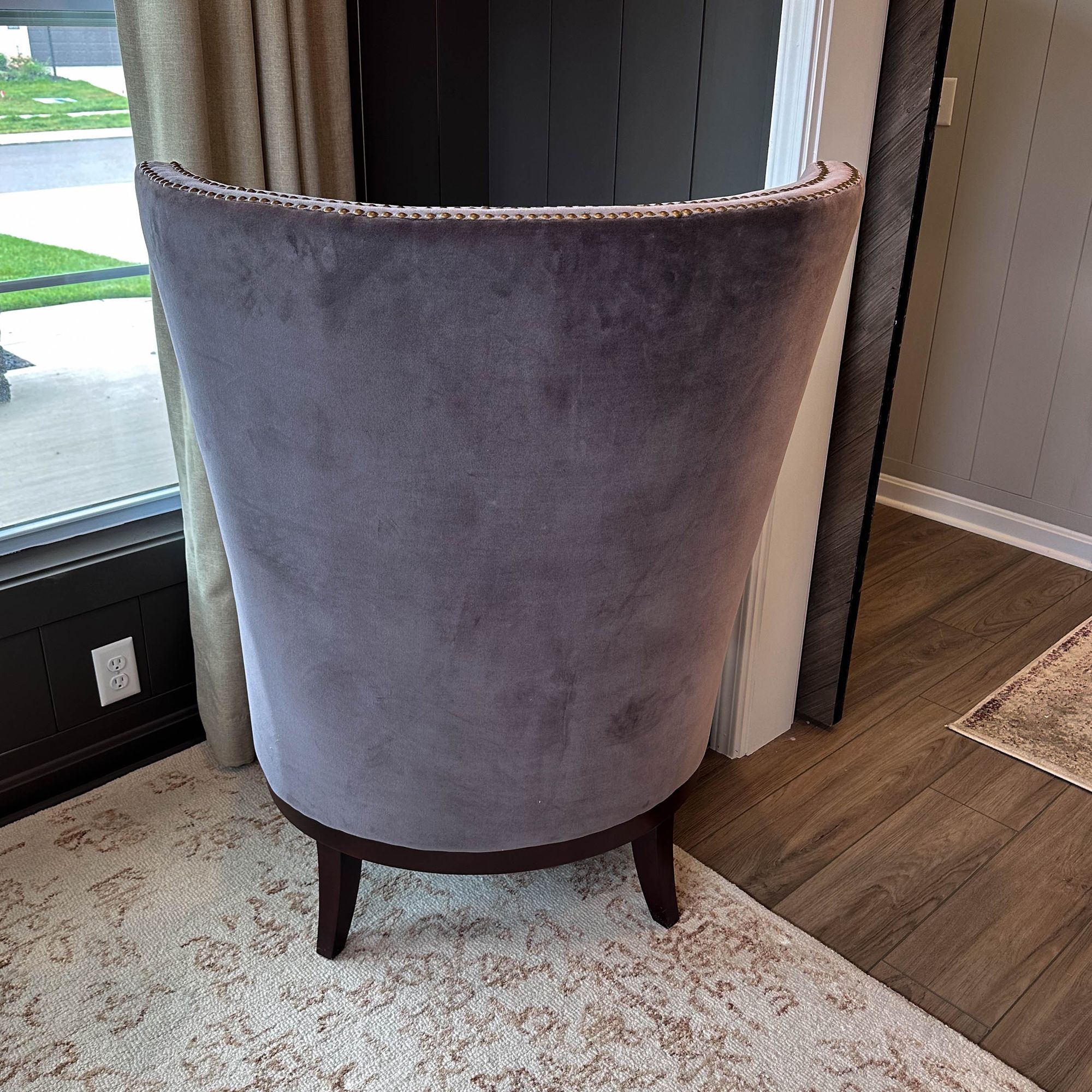 Four Hands Button-Tufted and Brass-Tacked High-Back Armchair