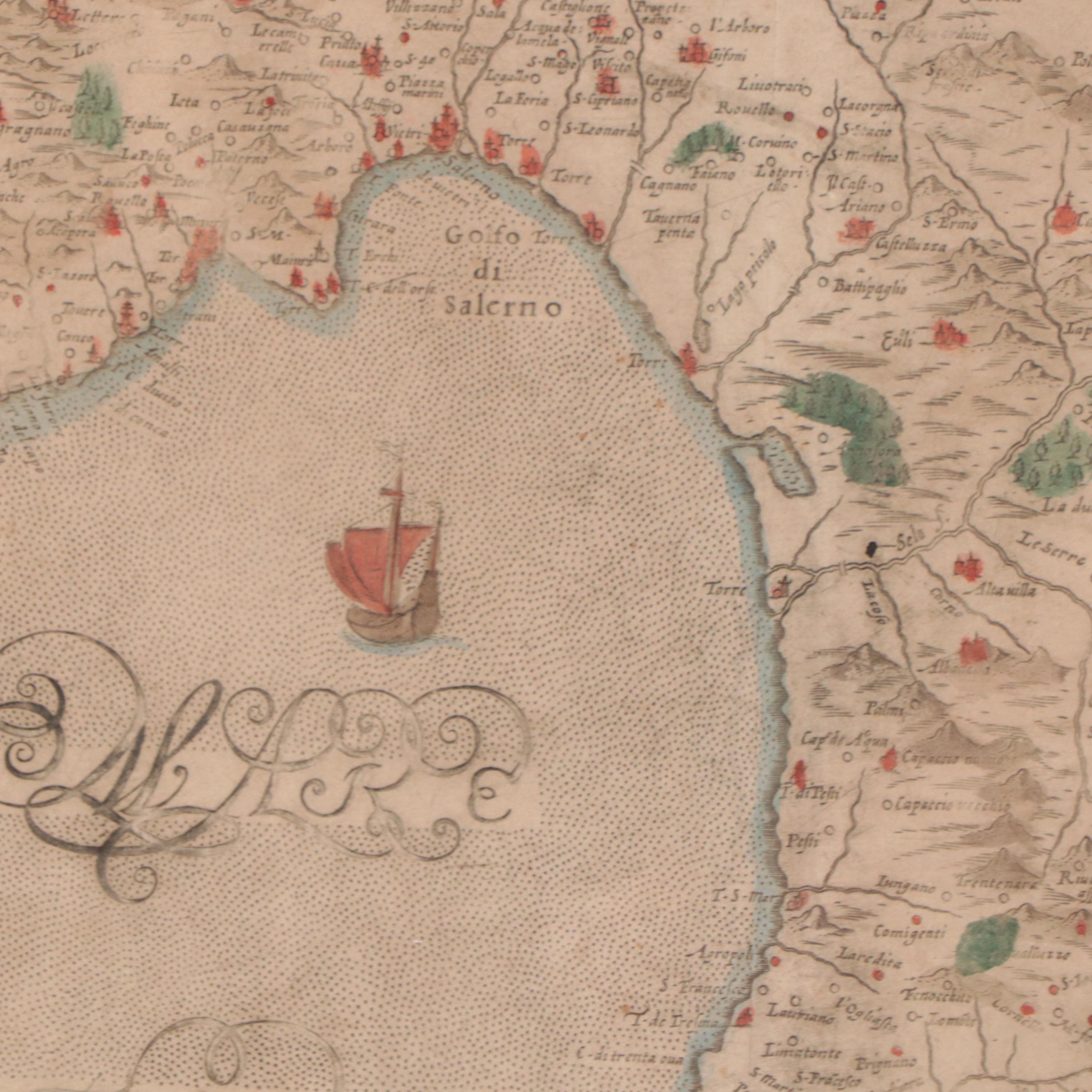 Giovanni Antonio Magini Map "Principato Citra, olim Picentia," 17th Century