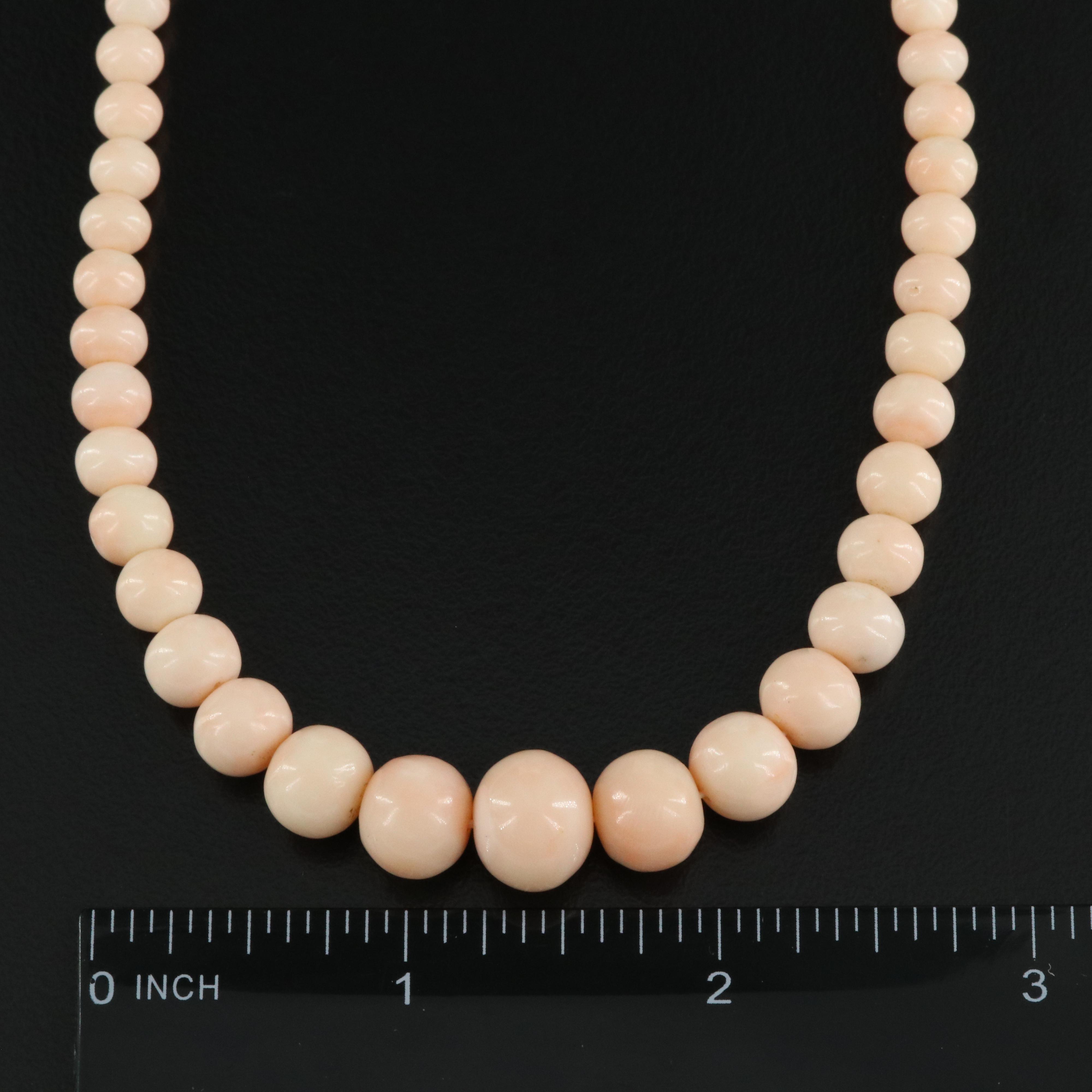 Antique Graduated Coral Bead Necklace with 14K Clasp