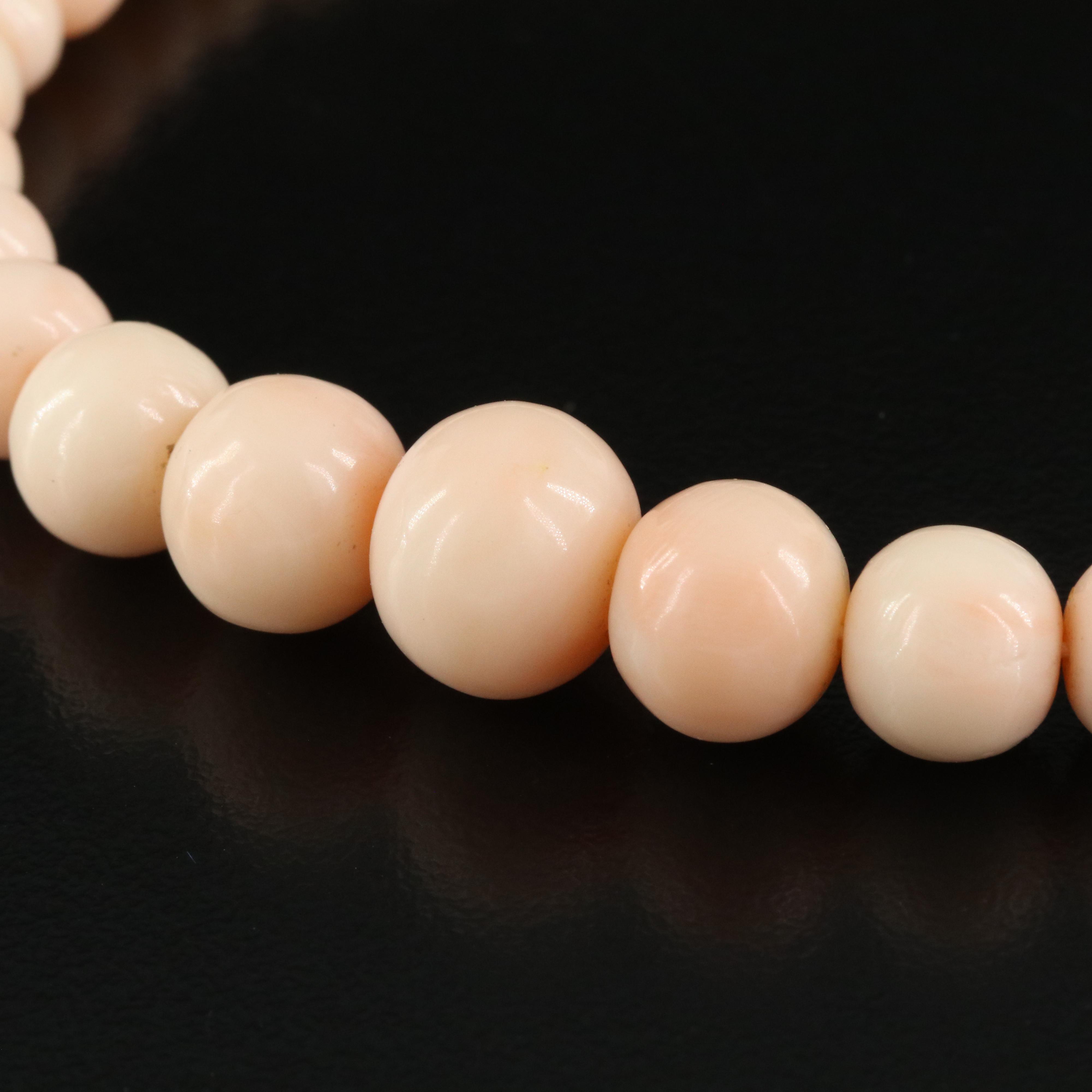 Antique Graduated Coral Bead Necklace with 14K Clasp