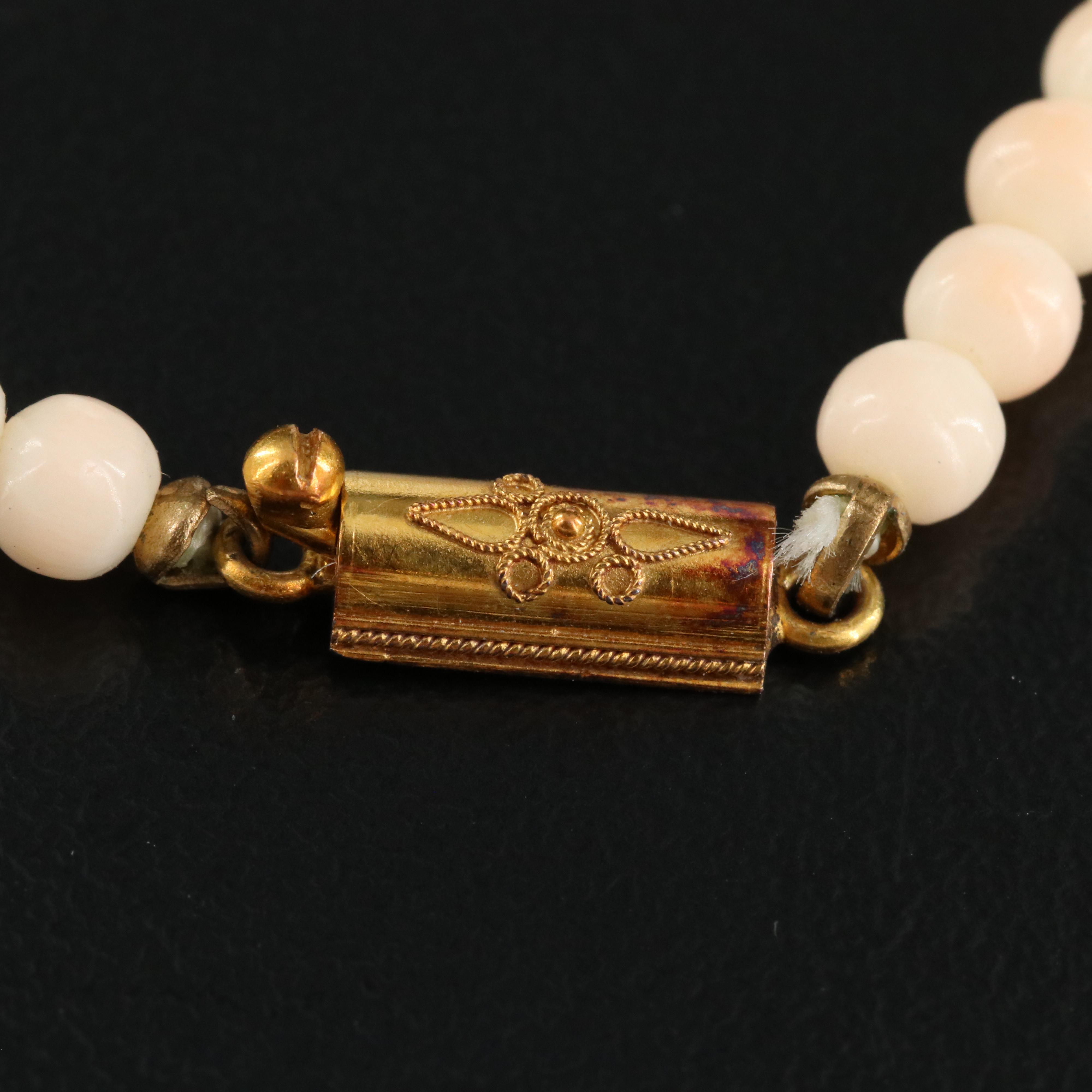 Antique Graduated Coral Bead Necklace with 14K Clasp