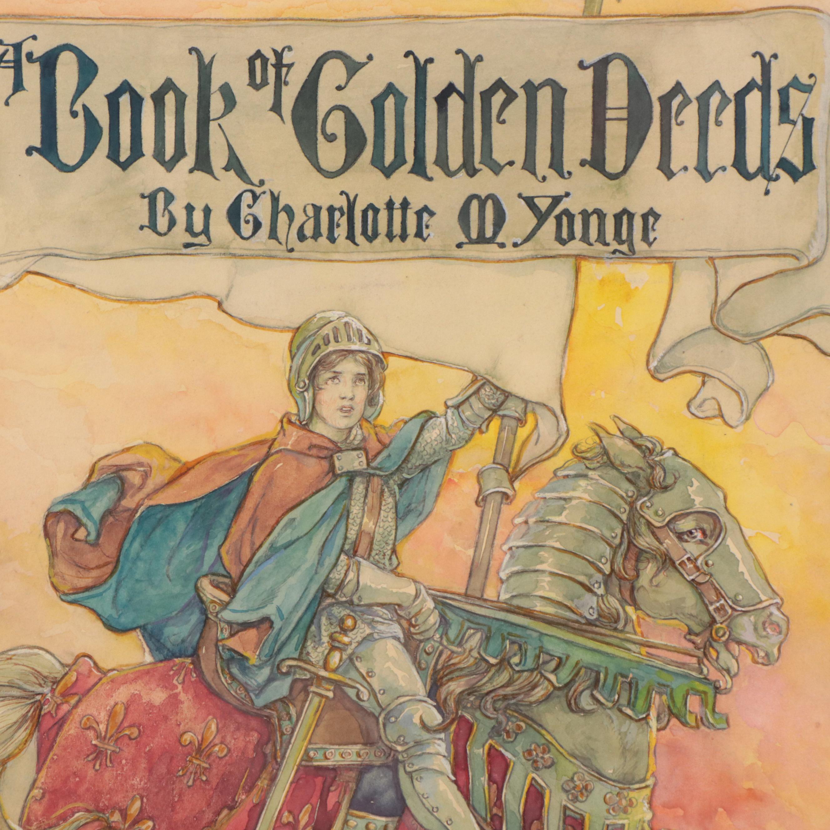 Clara M. Burd Watercolor Book Cover Illustration "A Book of Golden Deeds," 1927