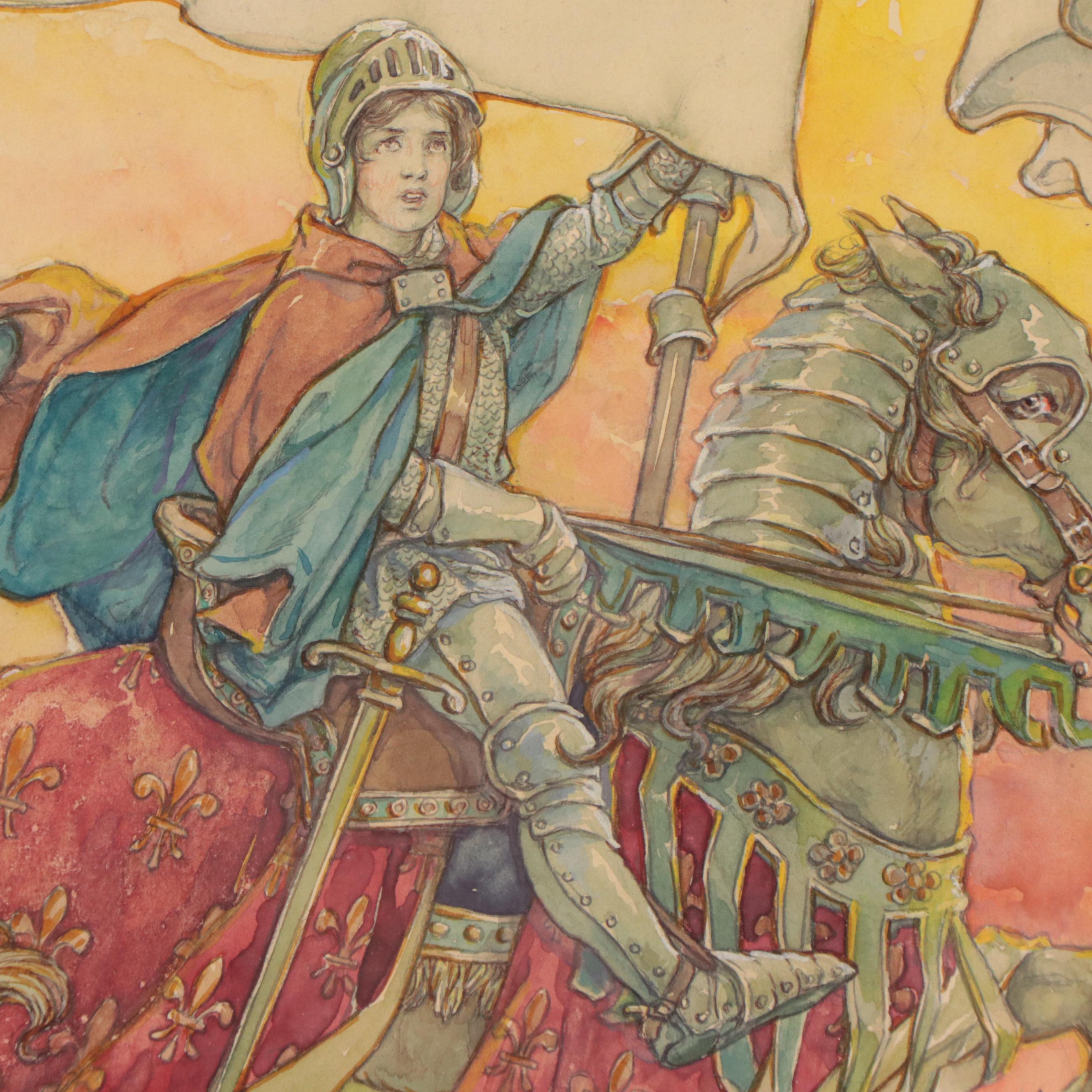 Clara M. Burd Watercolor Book Cover Illustration "A Book of Golden Deeds," 1927