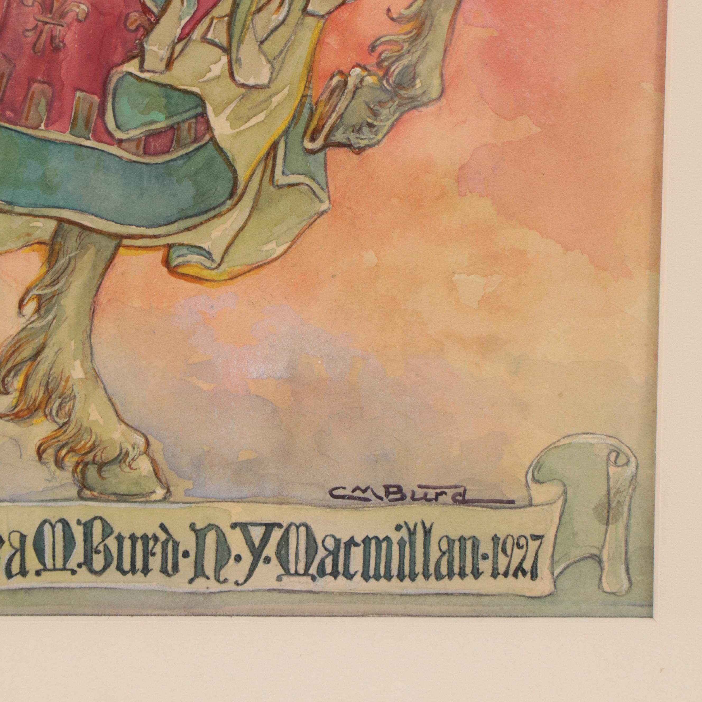Clara M. Burd Watercolor Book Cover Illustration "A Book of Golden Deeds," 1927