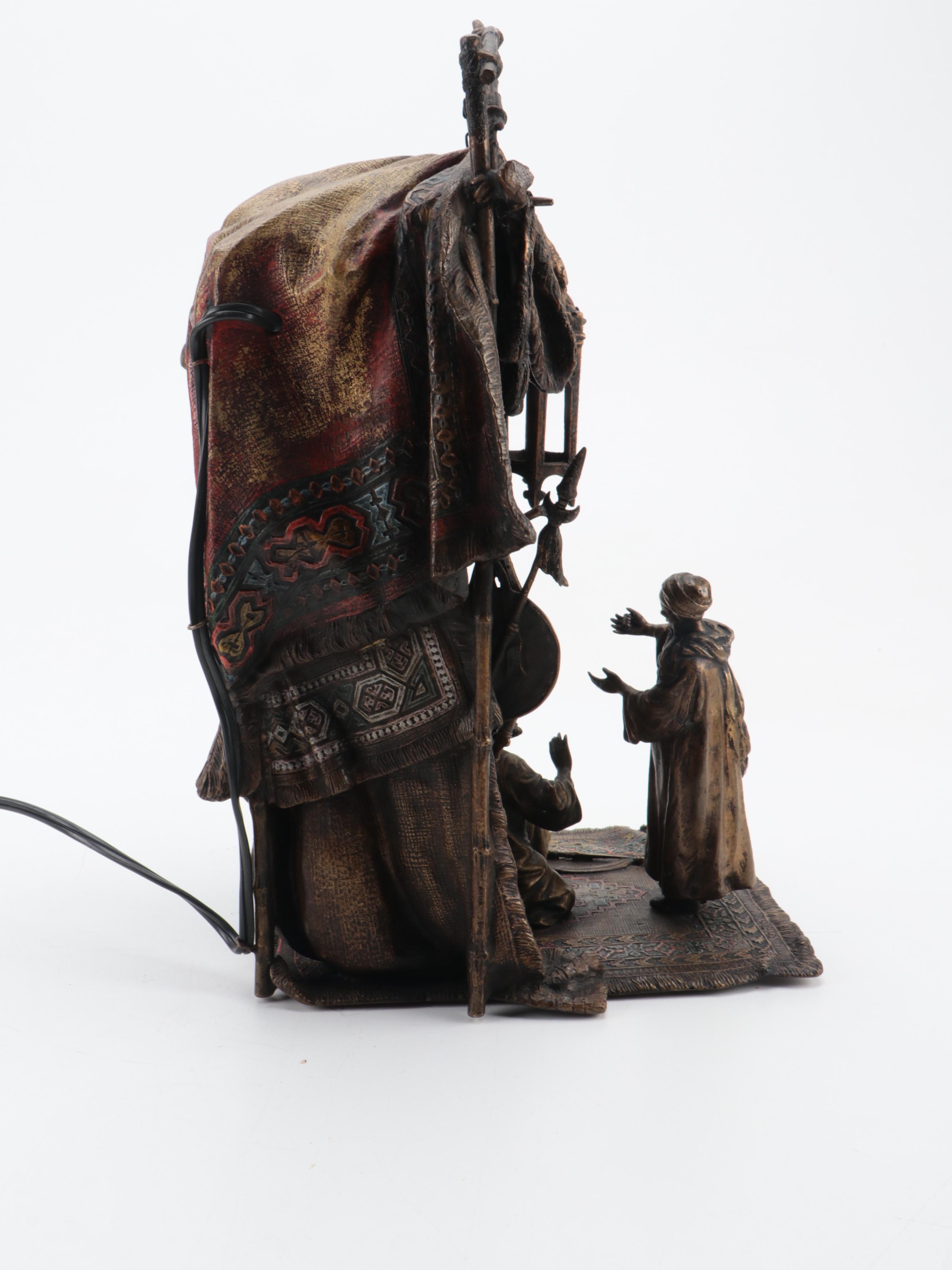 Franz Bergman Style Cold Painted Bronze Table Lamp, Early/ Mid-20th Century