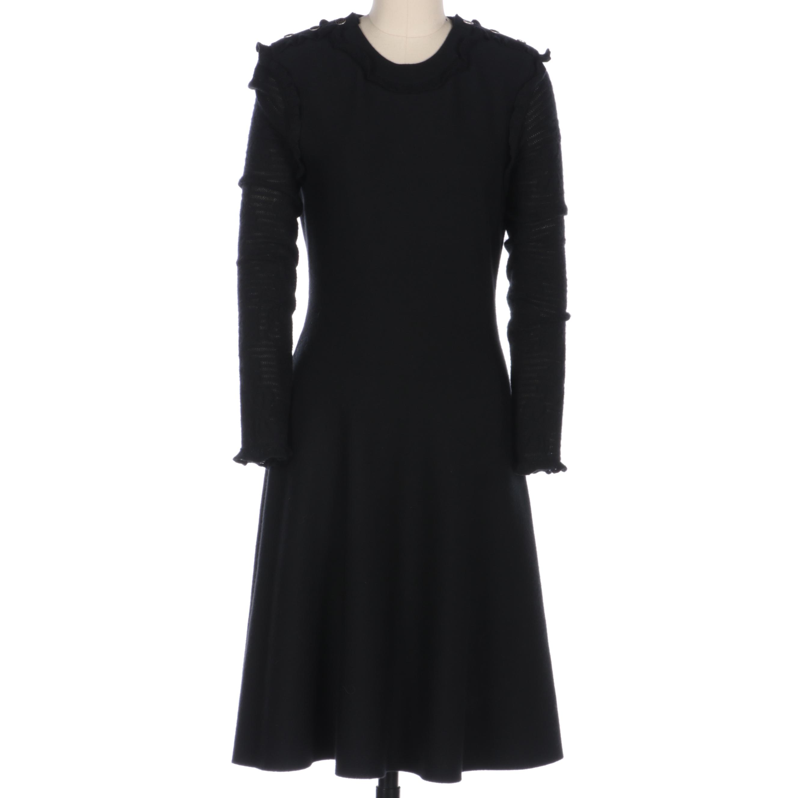 Chanel Black Cashmere and Silk Knit Sweater Dress with Chanel Paris Buttons