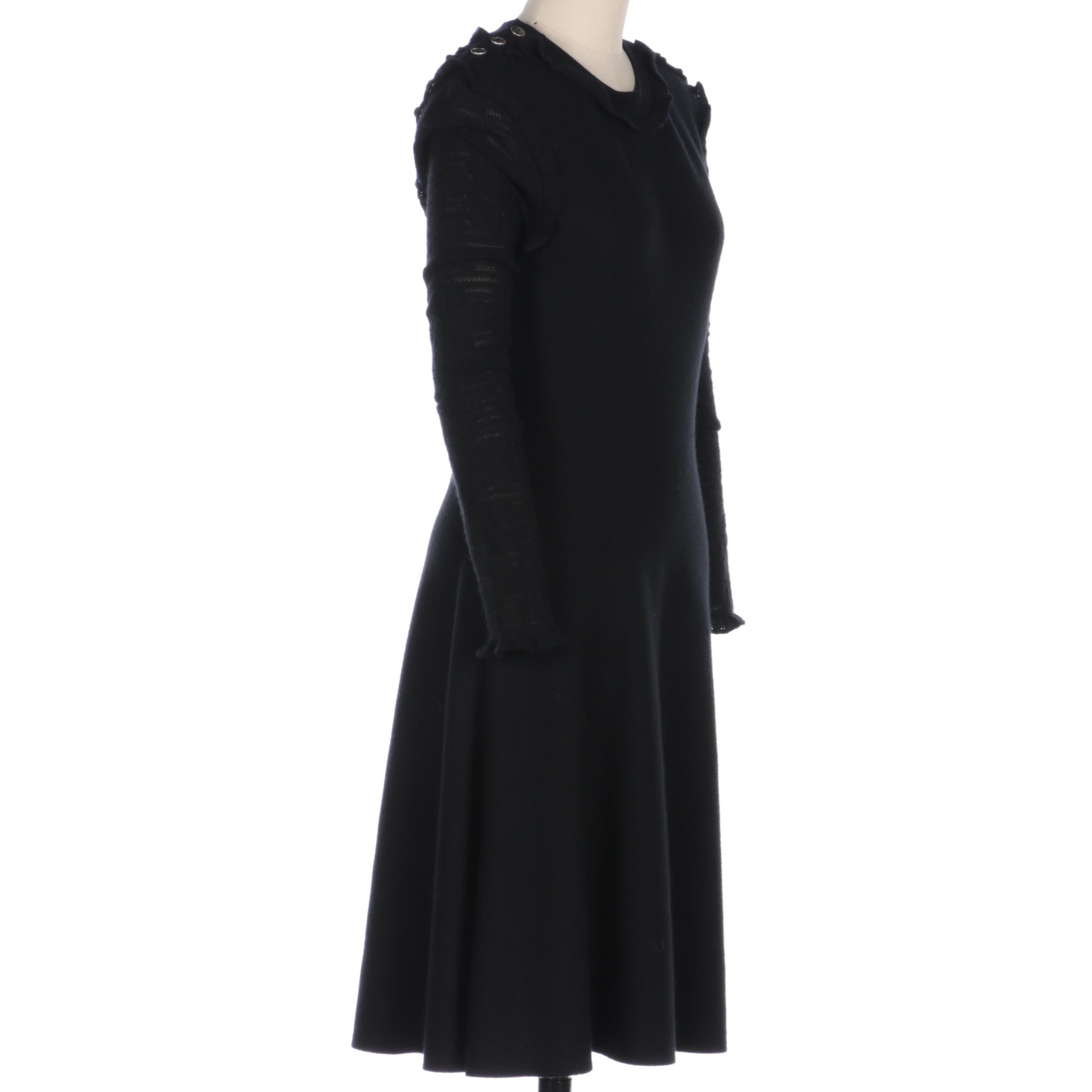 Chanel Black Cashmere and Silk Knit Sweater Dress with Chanel Paris Buttons