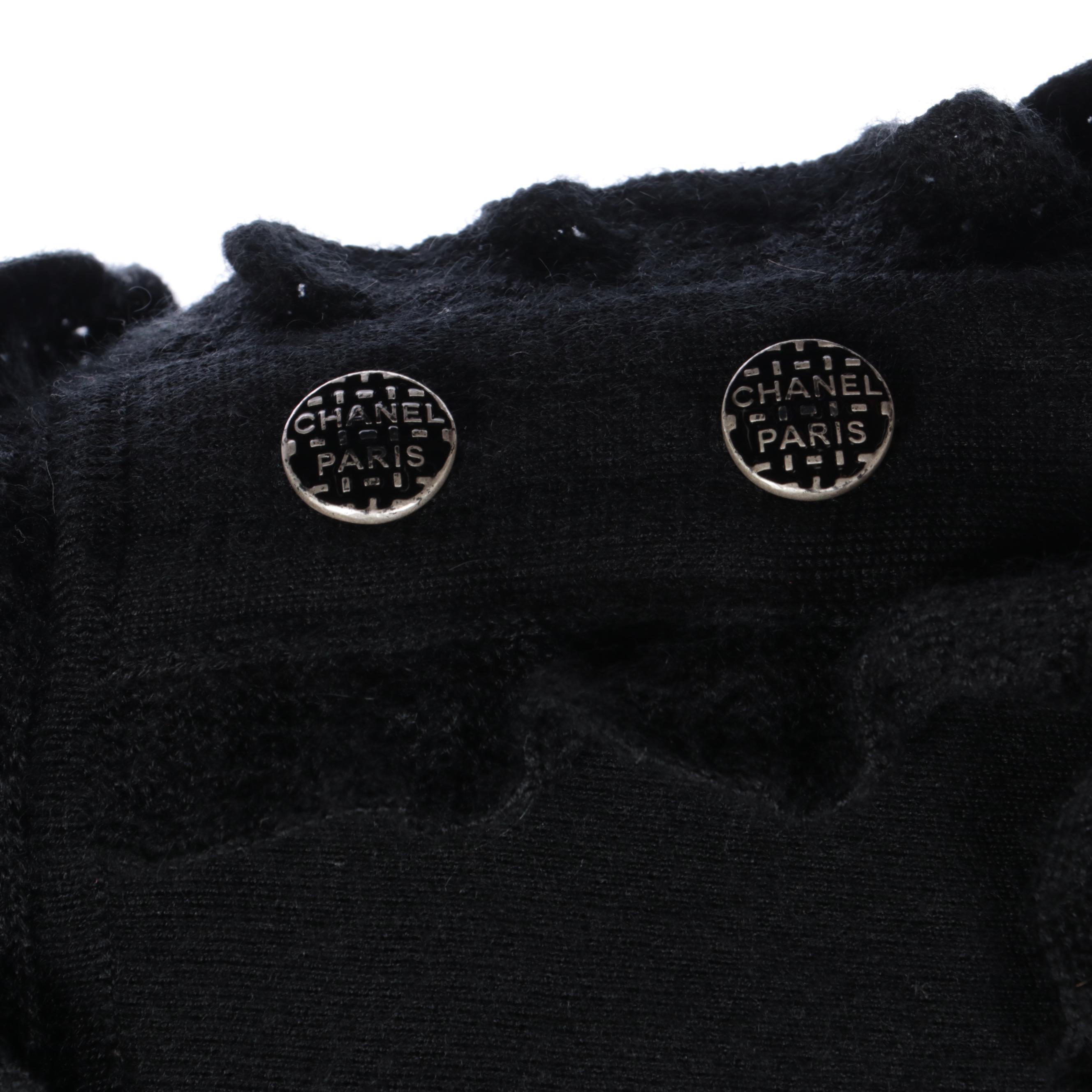 Chanel Black Cashmere and Silk Knit Sweater Dress with Chanel Paris Buttons