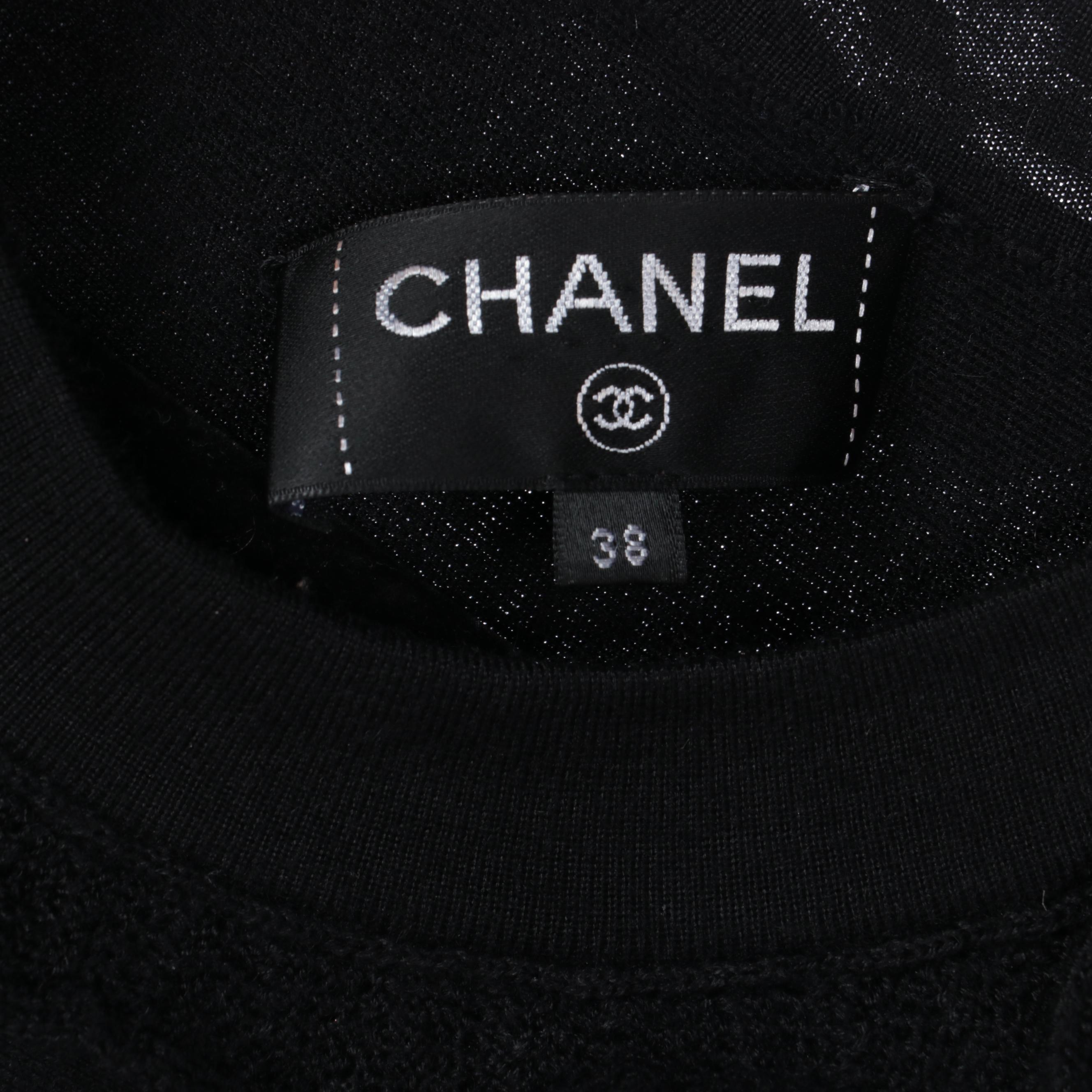 Chanel Black Cashmere and Silk Knit Sweater Dress with Chanel Paris Buttons