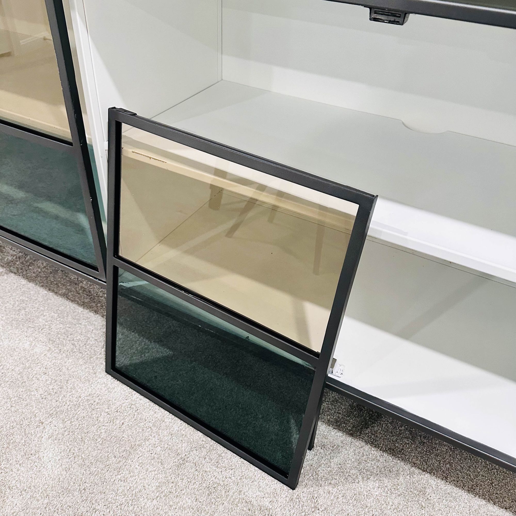 Rockaway Industrial Style Distressed Iron and Glass Cabinet