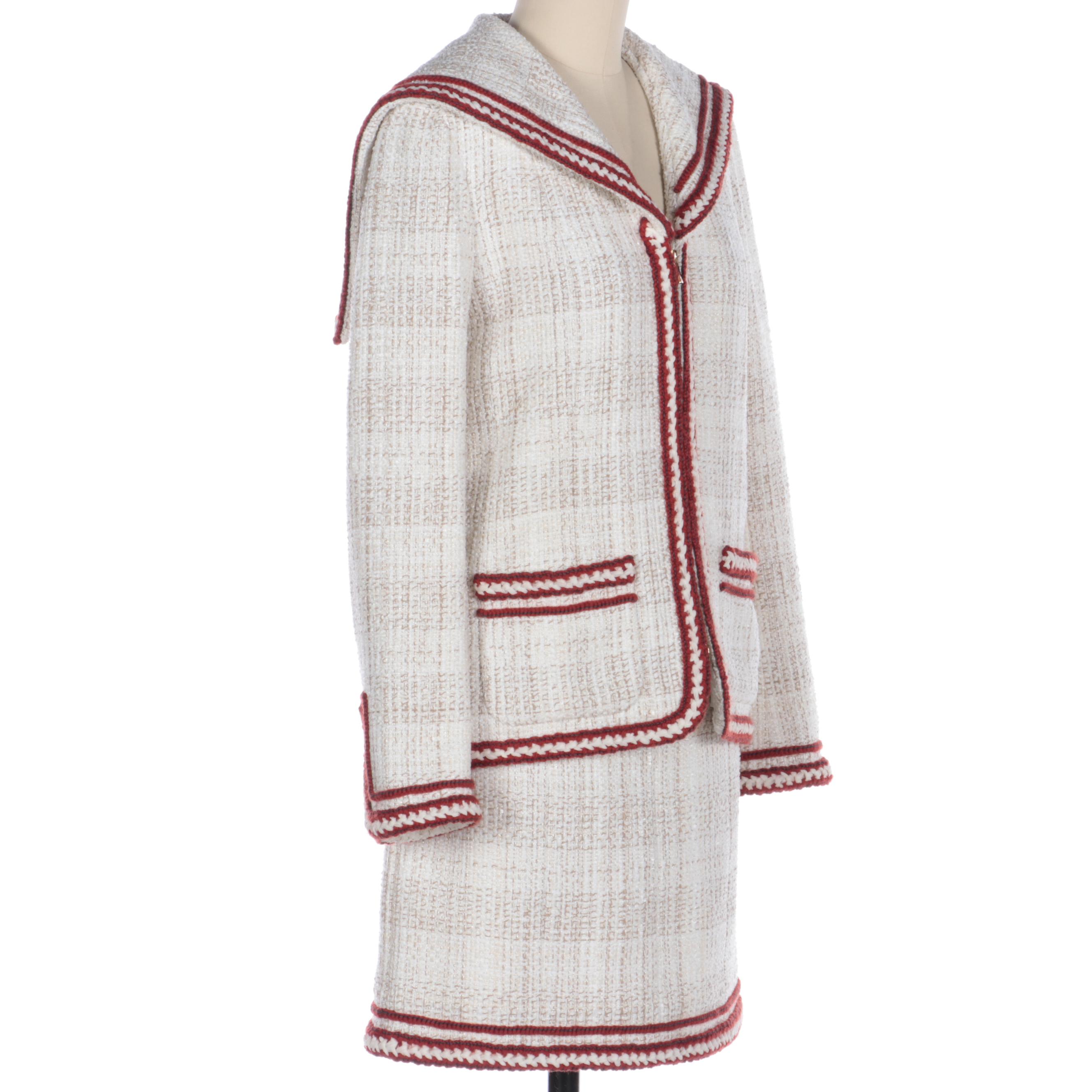 Chanel Tweed Sailor Chic Jacket and Mini Skirt Set