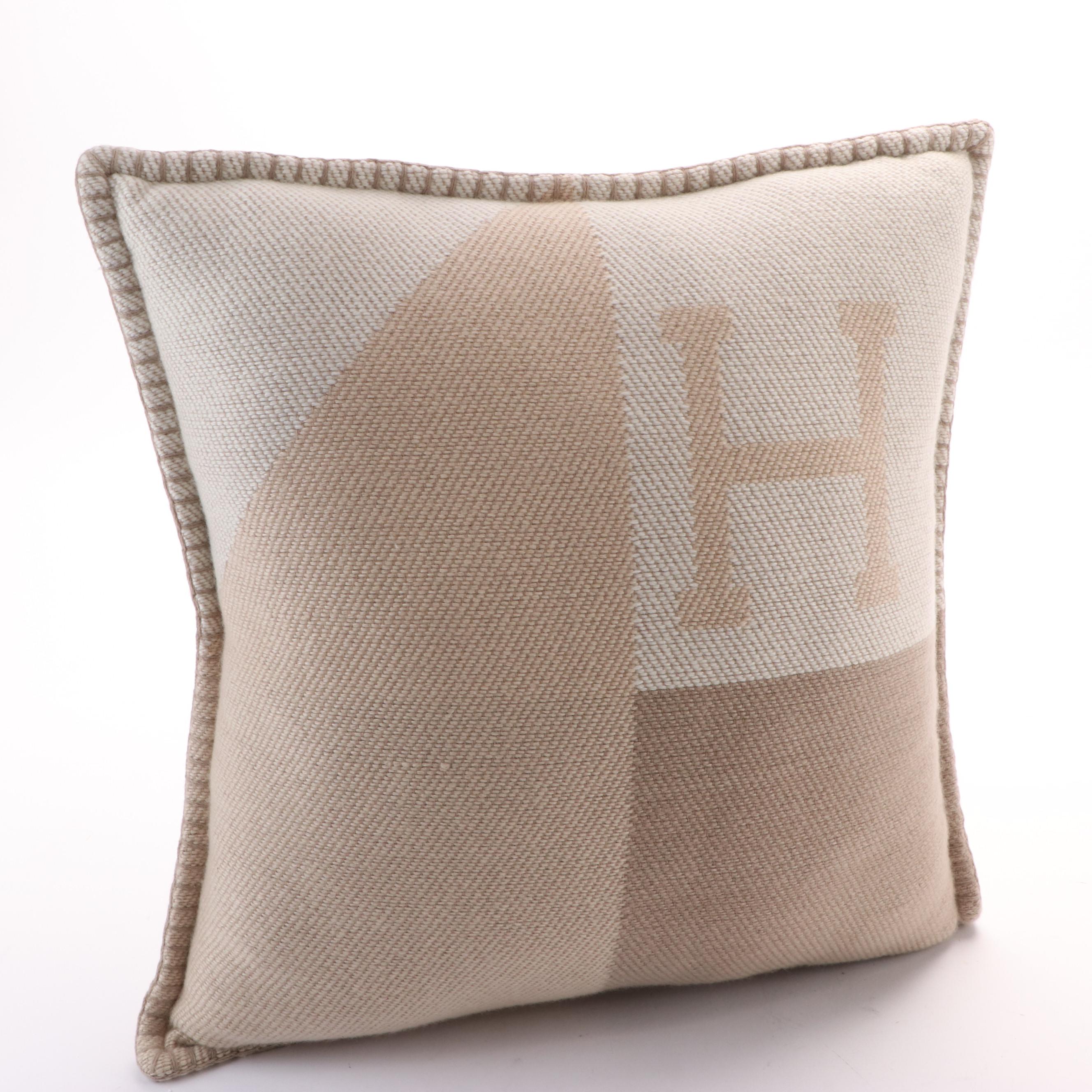 Hermès H Drapeau Cashmere Accent Pillow with Box