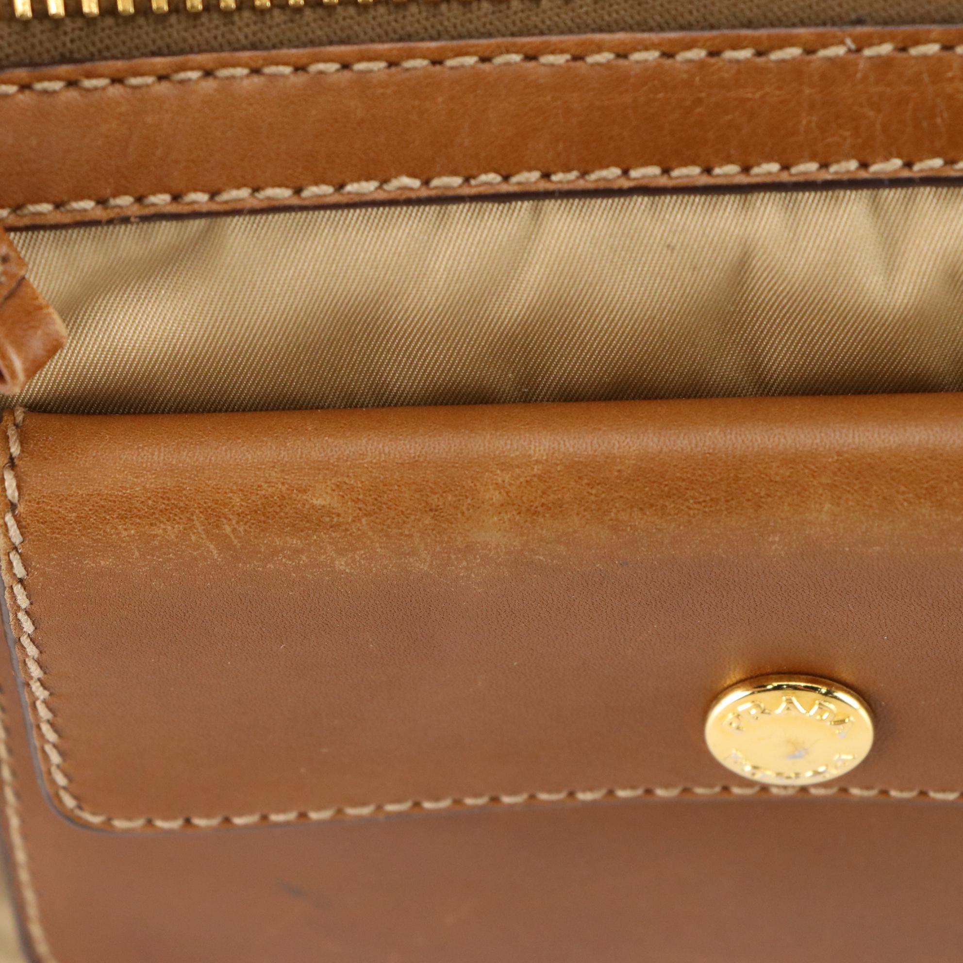 Prada Tessuto Shoulder Bag in Tan Nylon and Leather Trim