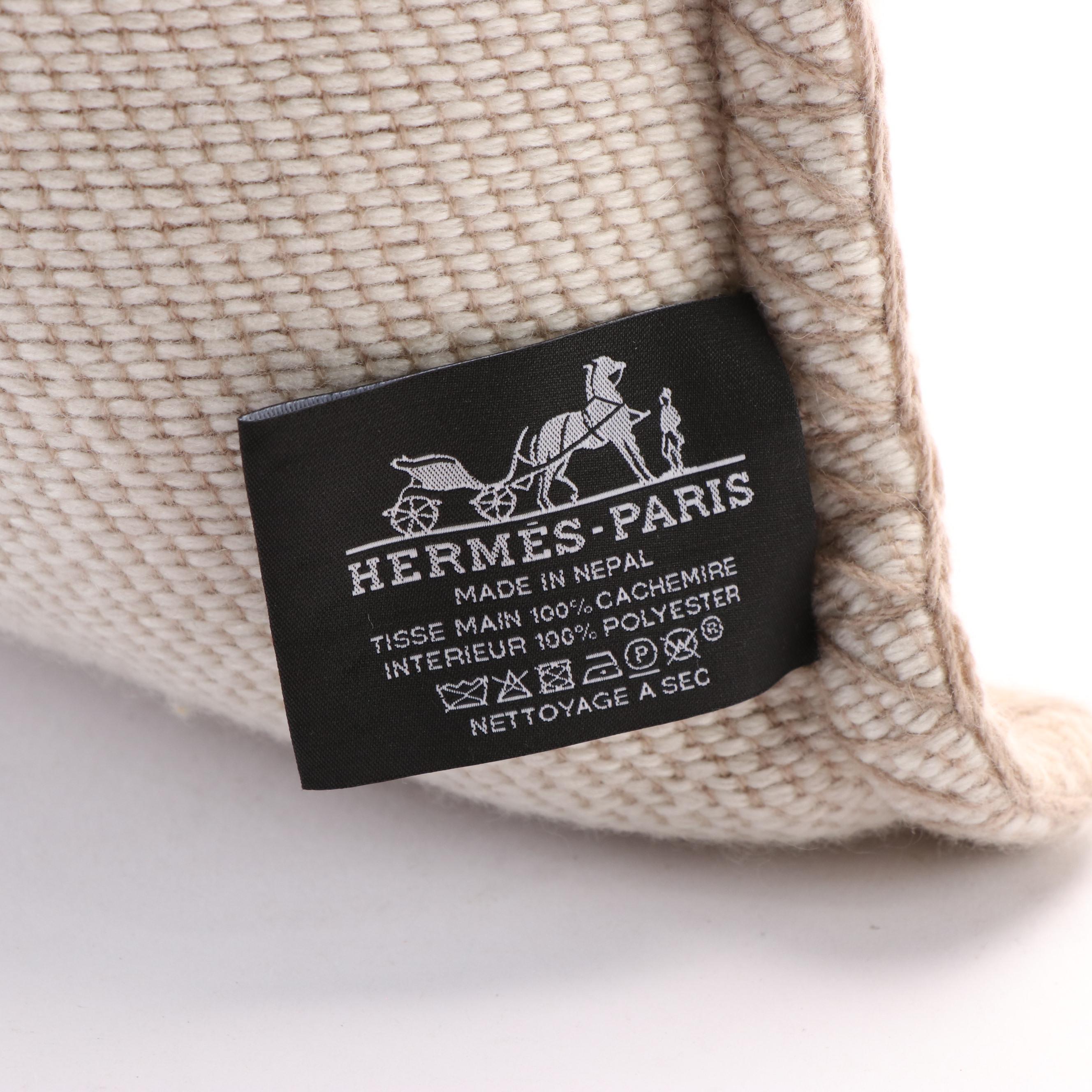 Hermès H Drapeau Cashmere Accent Pillow with Box