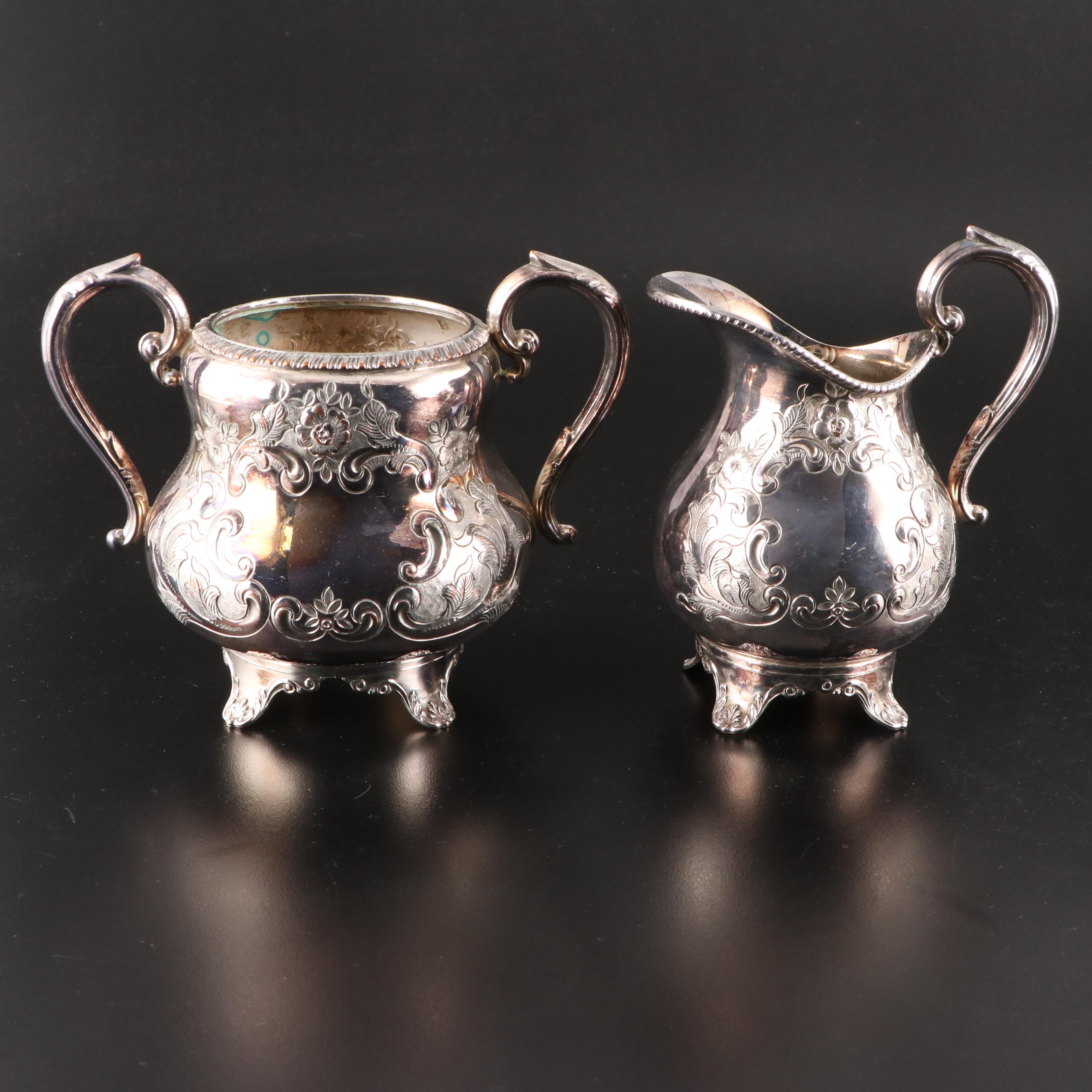 Hand-Chased Sheffield Reproduction Silver Plate Tea and Coffee Service