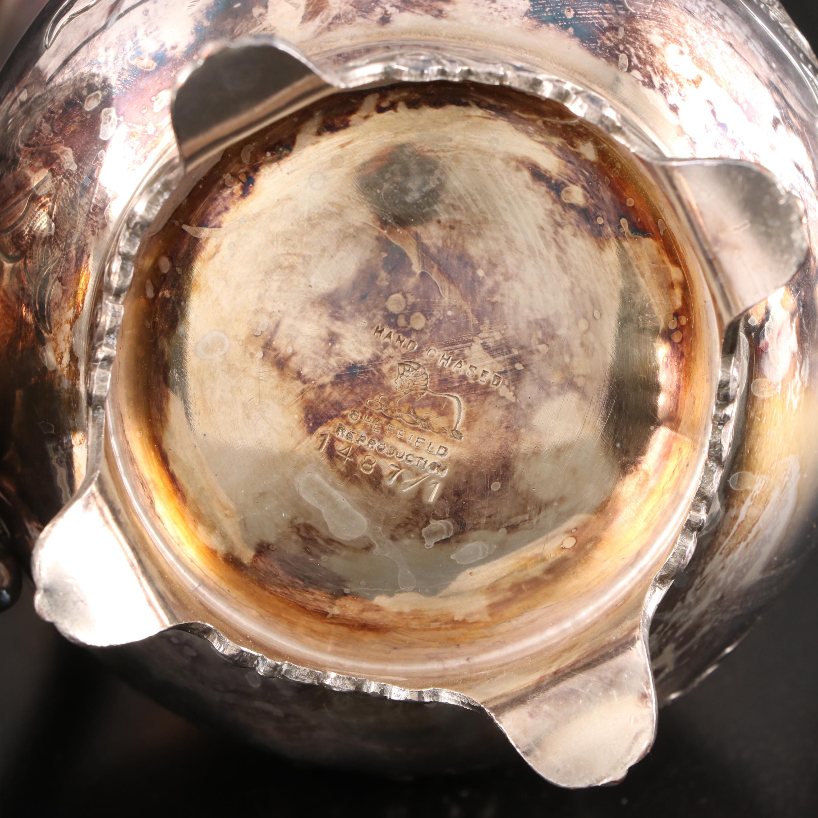 Hand-Chased Sheffield Reproduction Silver Plate Tea and Coffee Service