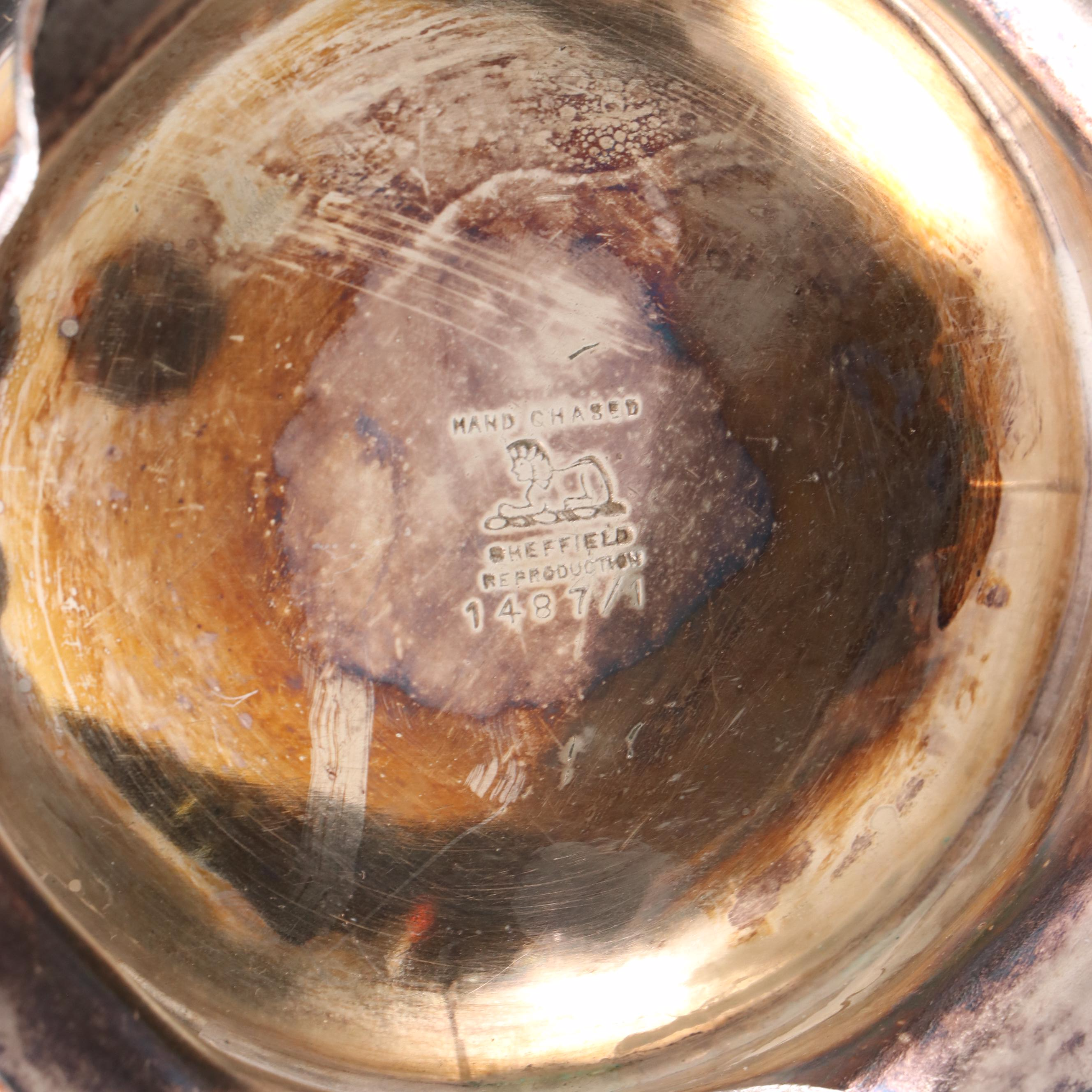 Hand-Chased Sheffield Reproduction Silver Plate Tea and Coffee Service