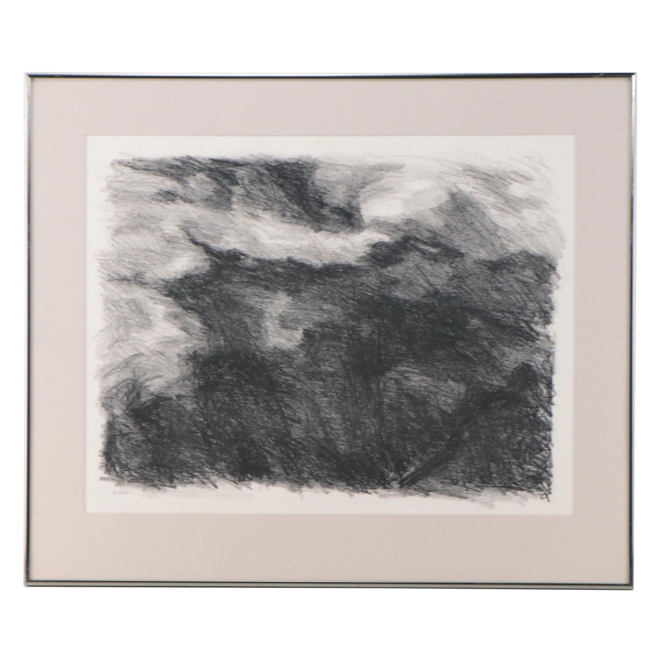 Abstracted Atmospheric Landscape  Charcoal Drawing